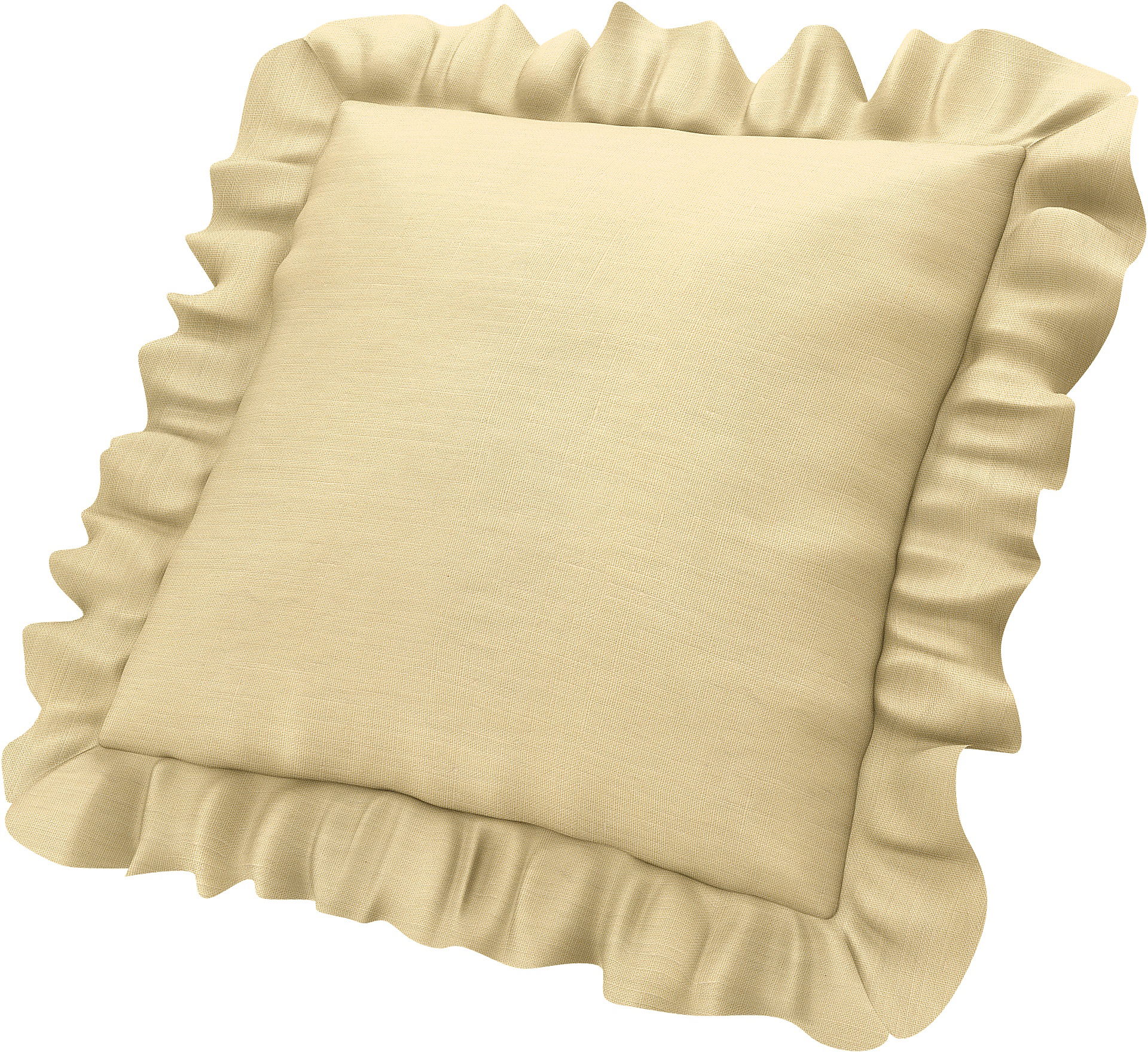 Kuddöverdrag med volanger, Soft Yellow, Linne - Bemz
