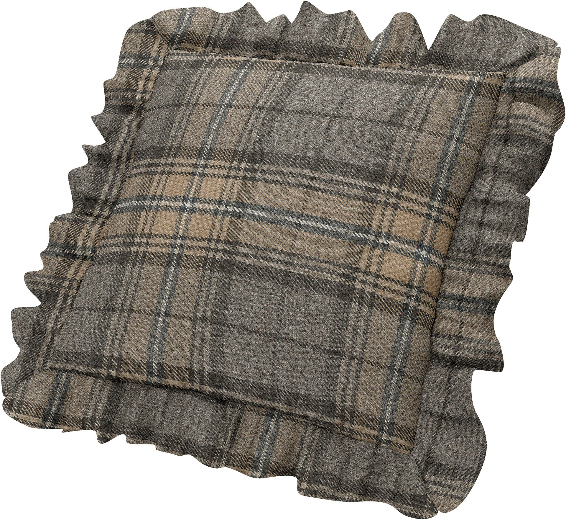 Kuddöverdrag med volanger, Bark Brown, ULL - Bemz