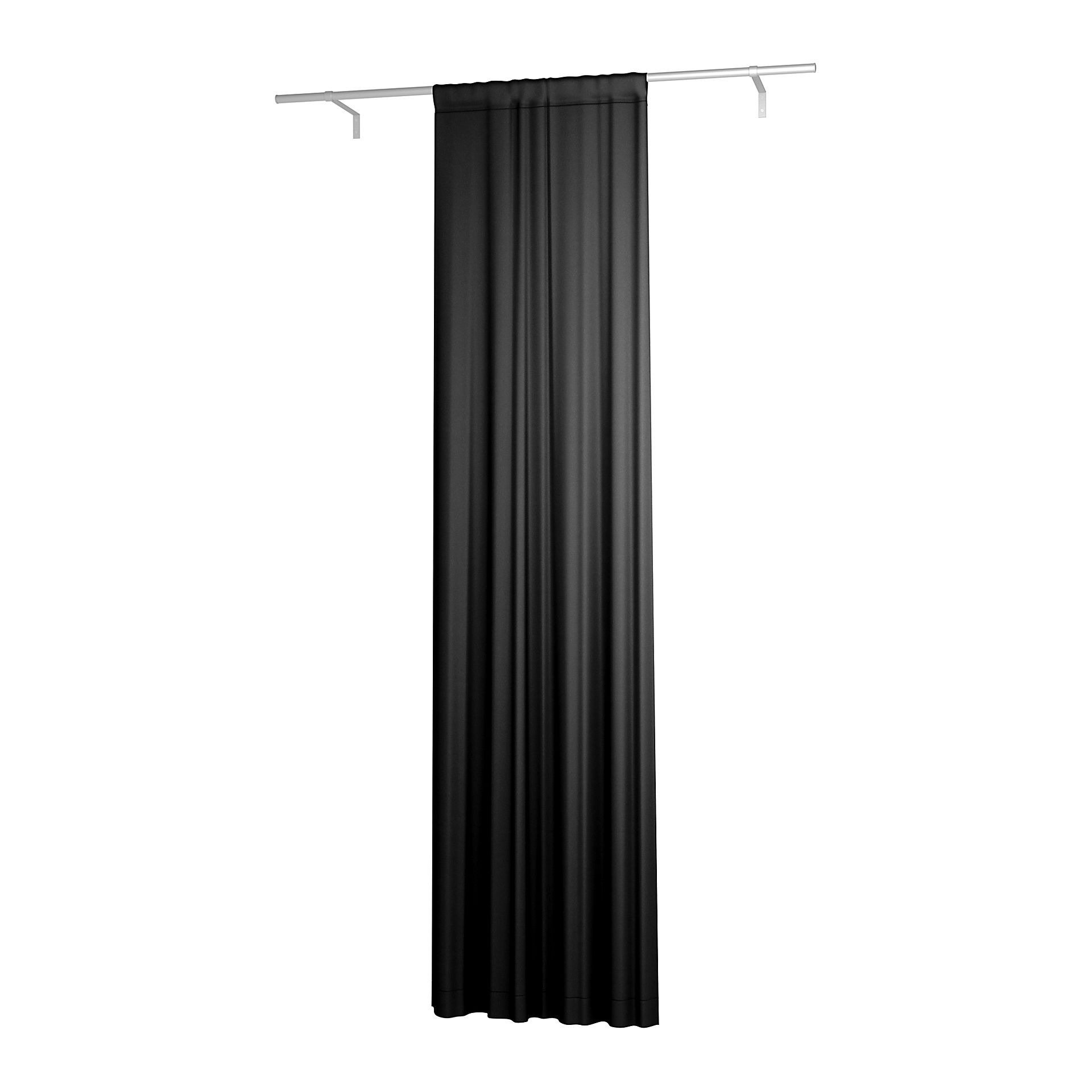 Single Width Curtain Panel with Tunnel/Creaseband, 300 cm, Black, Velvet - Bemz
