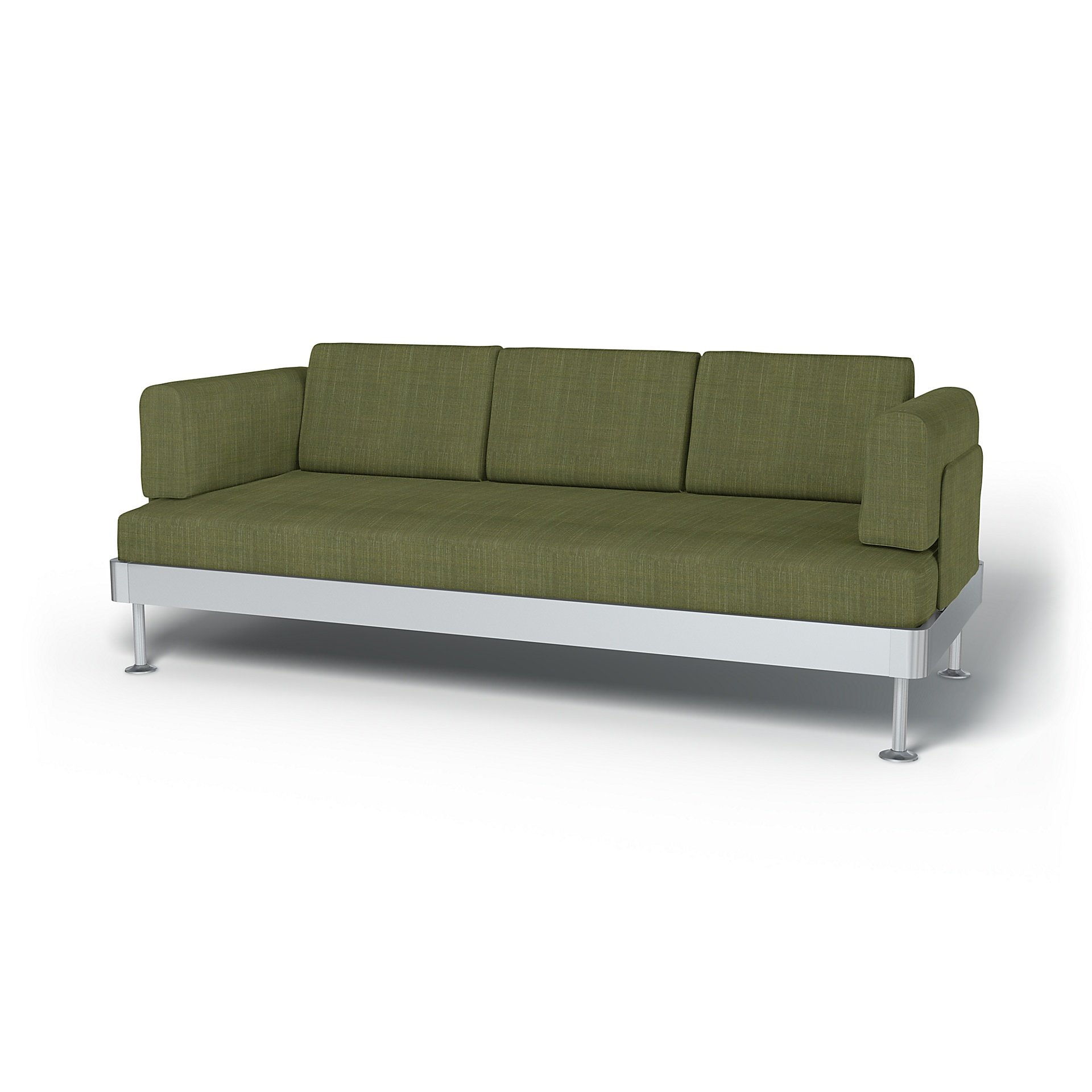 IKEA - Delaktig 3 Seater Sofa Cover, Moss Green, Boucle & Texture - Bemz