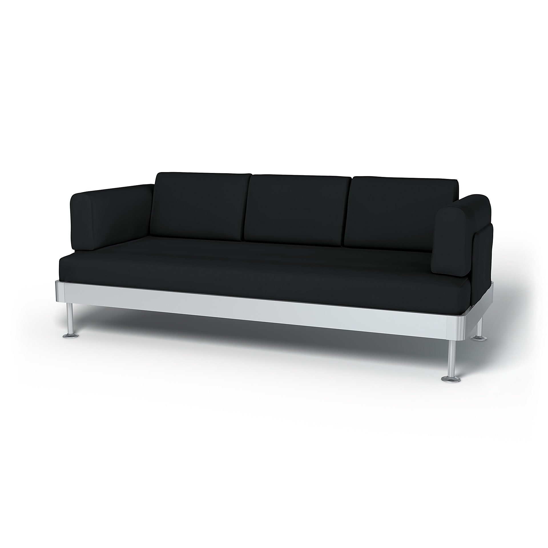 IKEA - Delaktig 3 Seater Sofa Cover, Jet Black, Cotton - Bemz