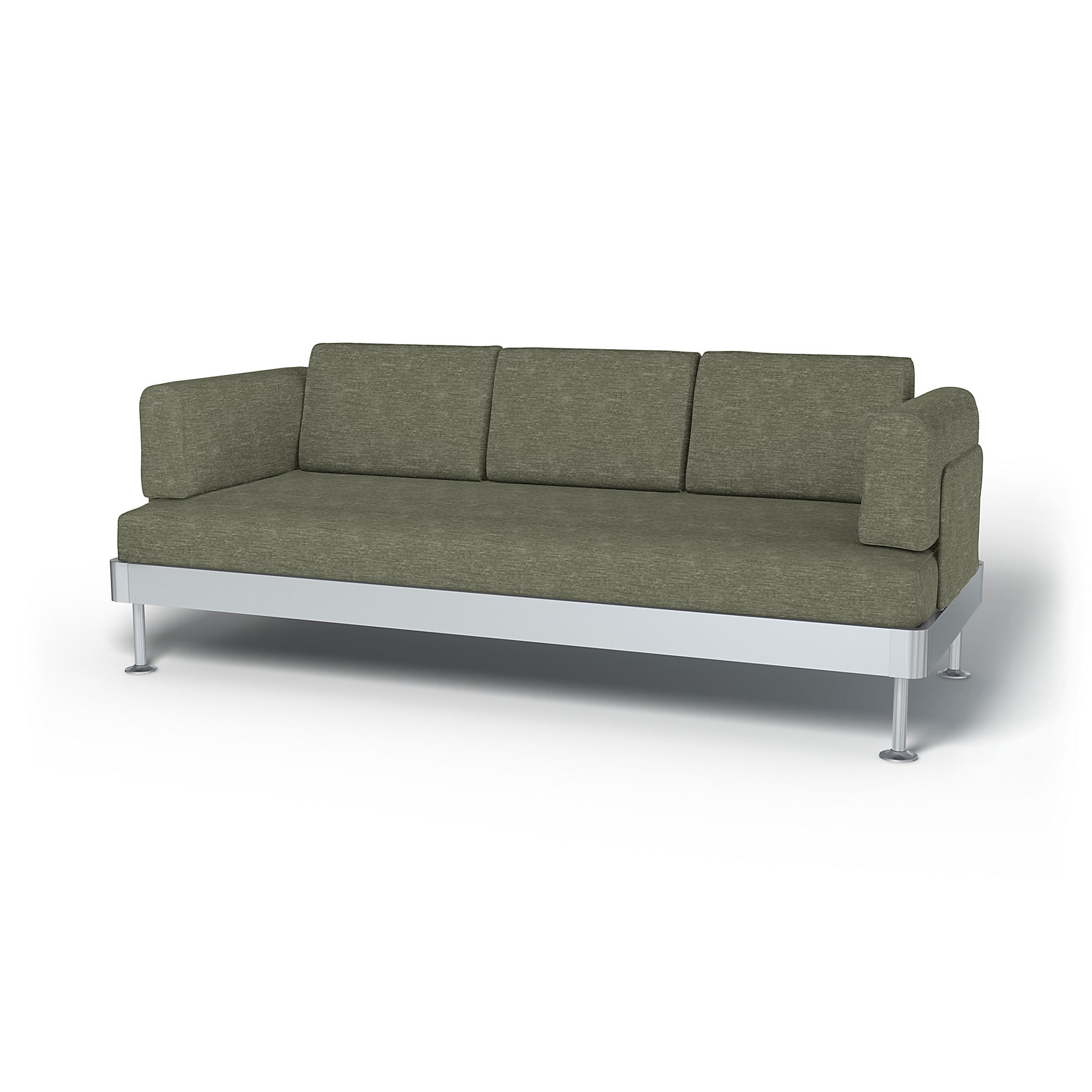 IKEA - Överdrag till Delaktig 3-sitssoffa, Green Grey, Sammet - Bemz