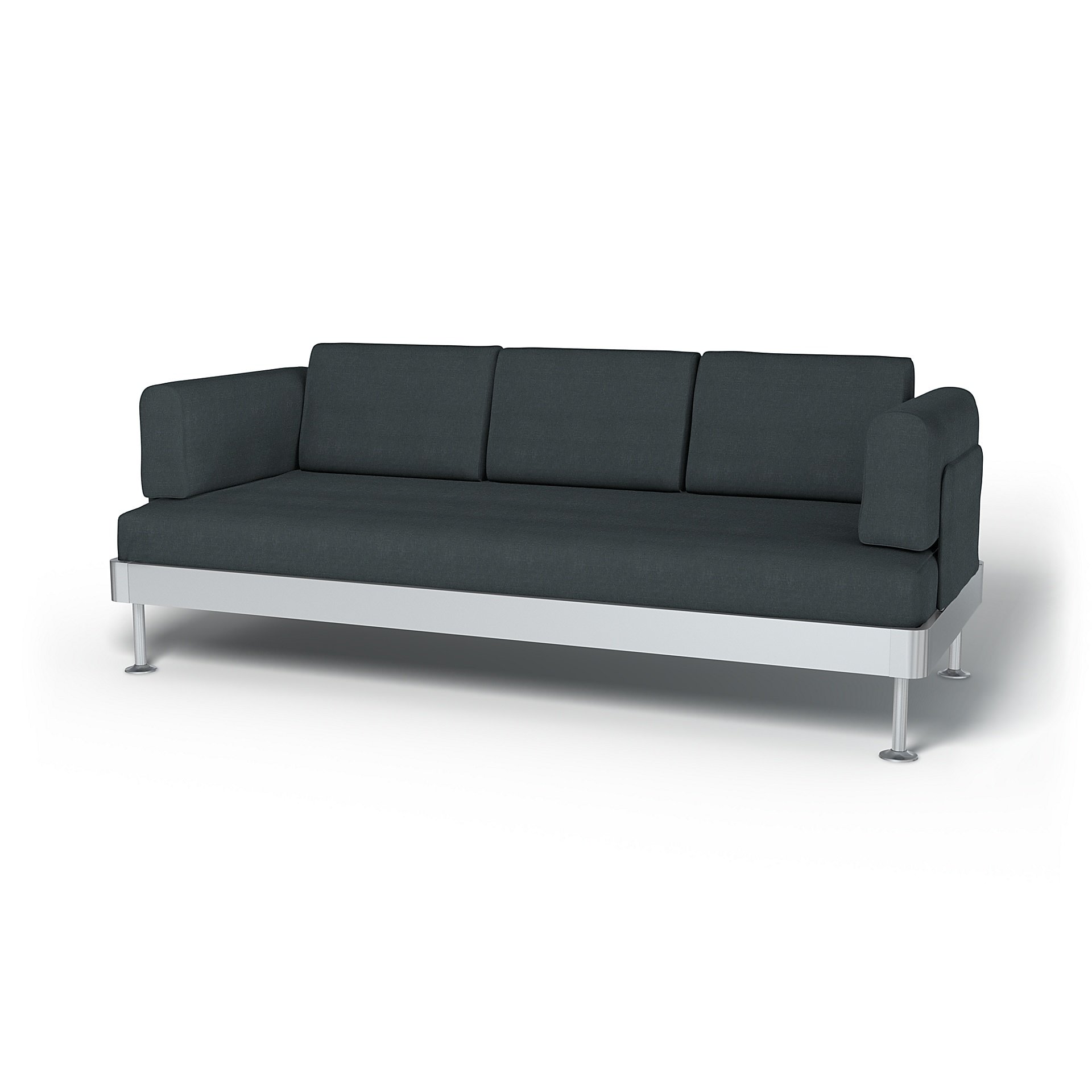 IKEA - Delaktig 3 Seater Sofa Cover, Graphite Grey, Linen - Bemz
