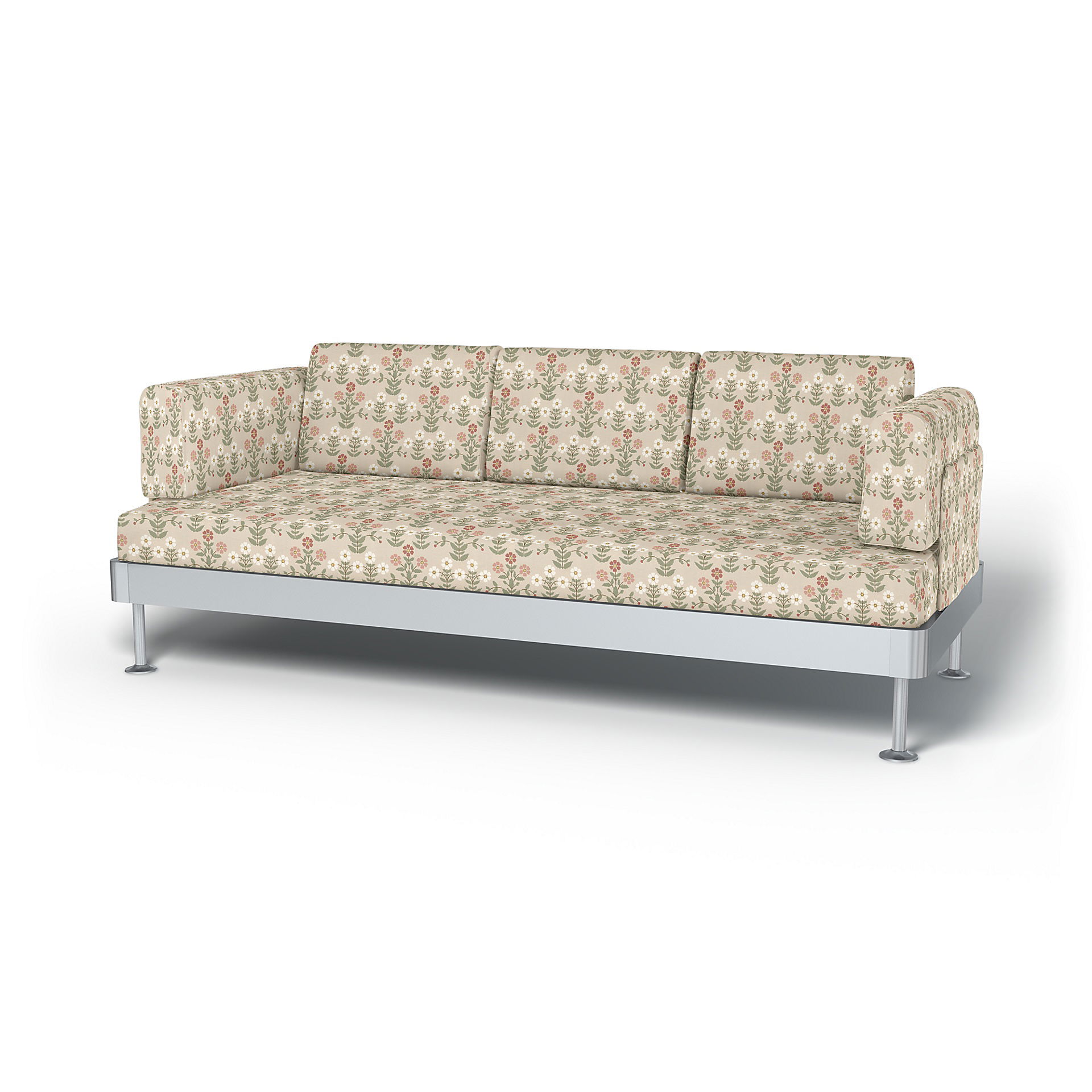 IKEA - Delaktig 3 Seater Sofa Cover, Pink Sippor, BEMZ x BORÅSTAPETER COLLECTION - Bemz