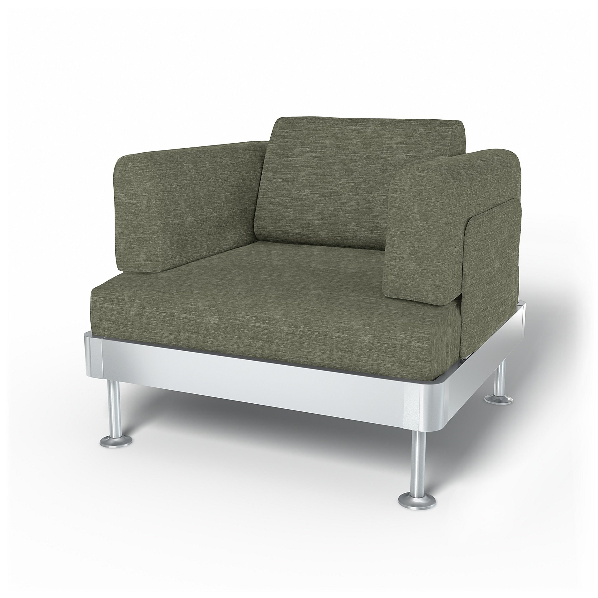 IKEA - Delaktig Armchair Cover, Green Grey, Velvet - Bemz