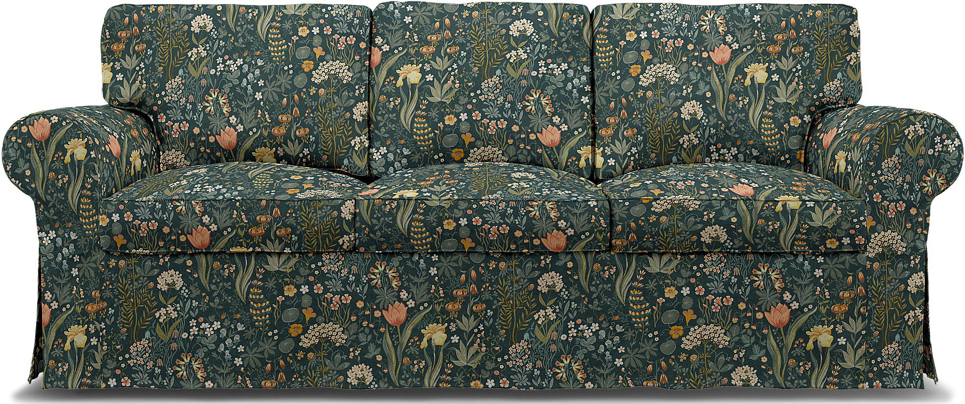 IKEA - Överdrag till Ektorp 3-sitssoffa, Blomsterhav Dark, BEMZ x BORÅSTAPETER COLLECTION - Bemz