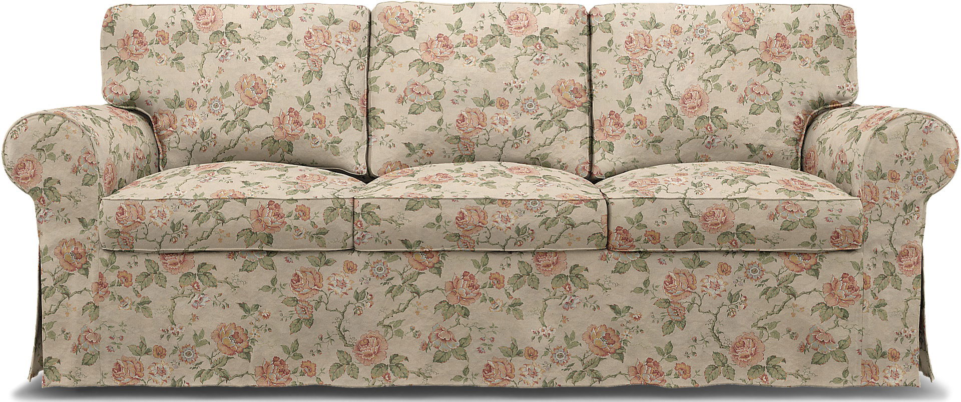 IKEA - Ektorp 3 Seater Sofa Cover, Rosenträd Light, BEMZ x BORÅSTAPETER COLLECTION - Bemz