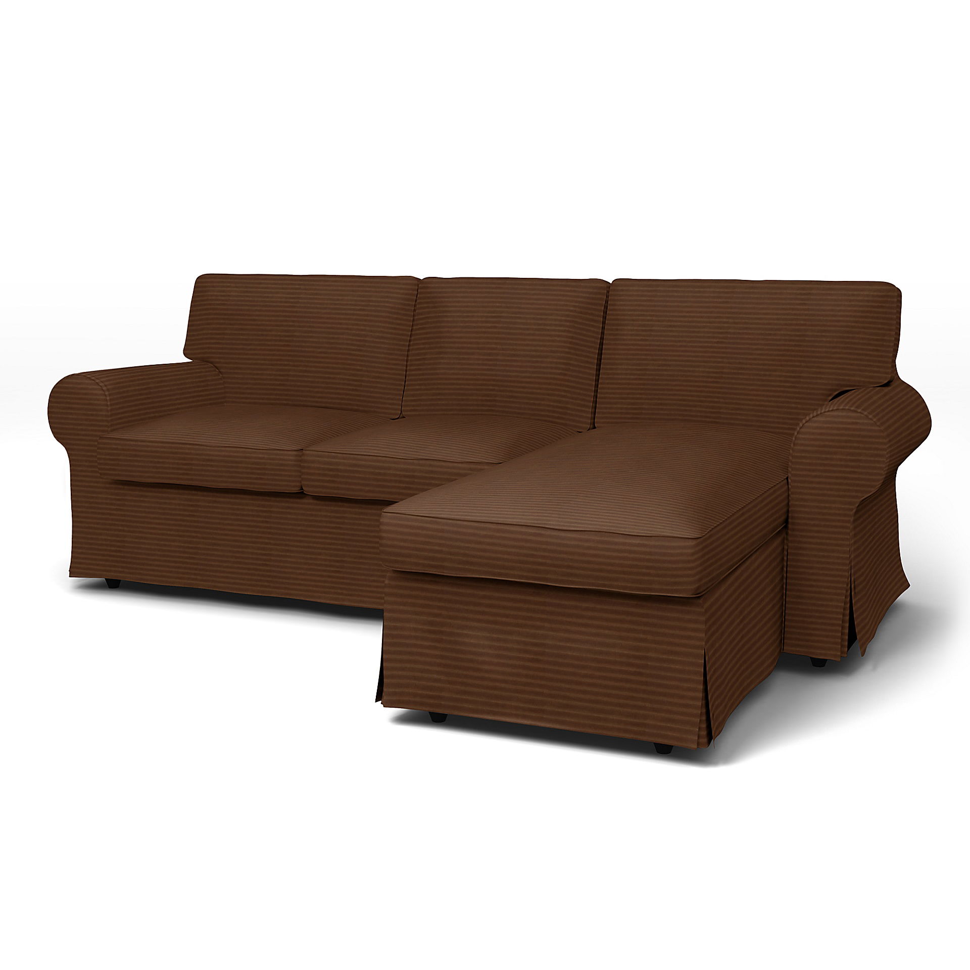 IKEA - Ektorp 3 Seater Sofa with Chaise Cover, Chocolate Brown, Corduroy - Bemz