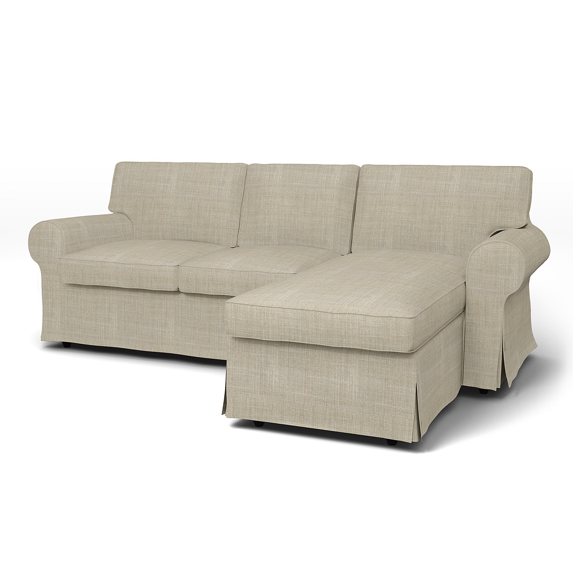 IKEA - Ektorp 3 Seater Sofa with Chaise Cover, Sand Beige, Boucle & Texture - Bemz