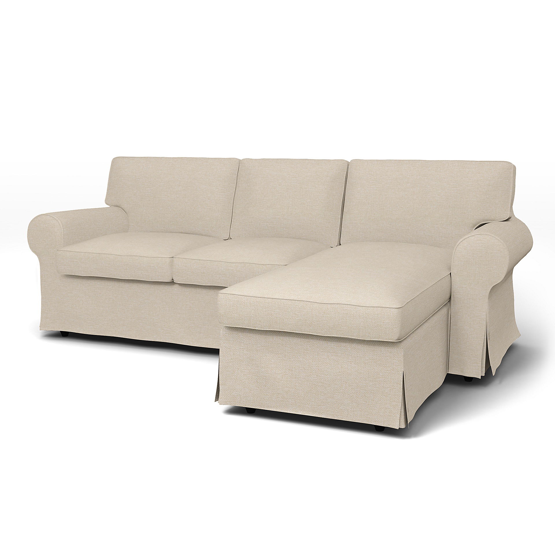 IKEA - Överdrag till Ektorp 3-sitssoffa med schäslong, Natural, Wool-look - Bemz