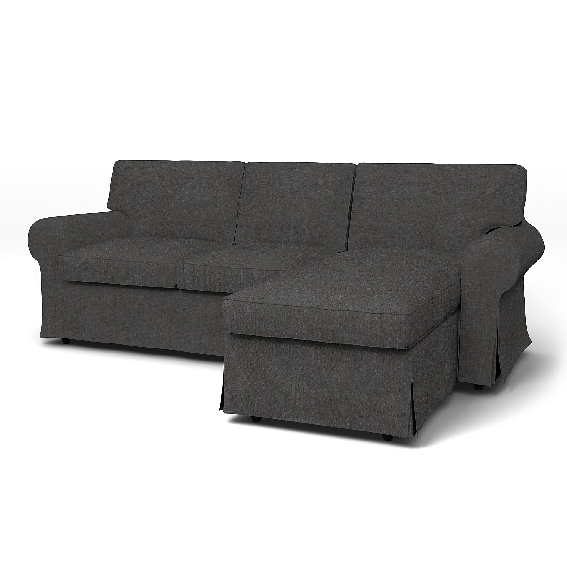 IKEA - Ektorp 3 Seater Sofa with Chaise Cover, Espresso, Linen - Bemz