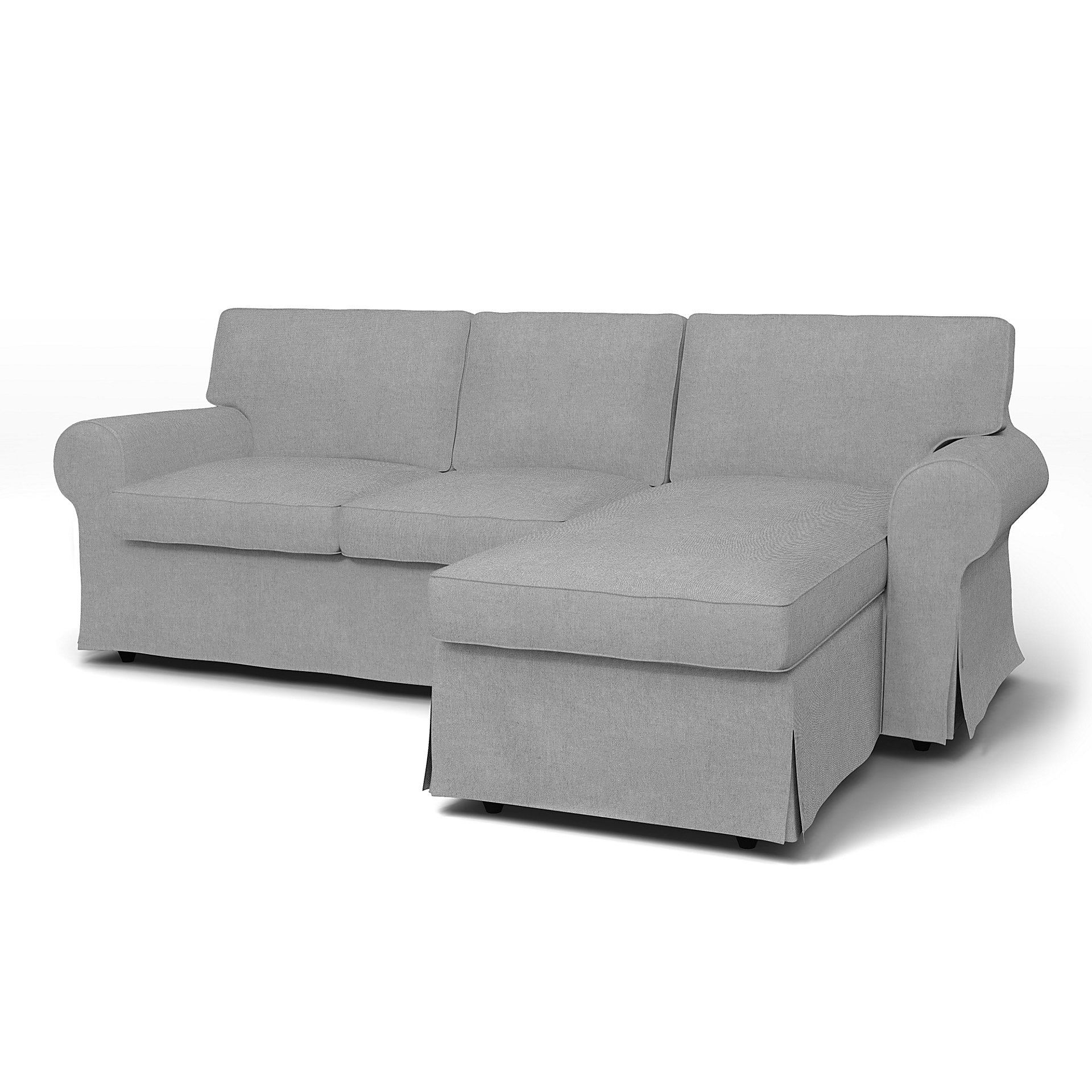 IKEA - Ektorp 3 Seater Sofa with Chaise Cover, Graphite, Linen - Bemz