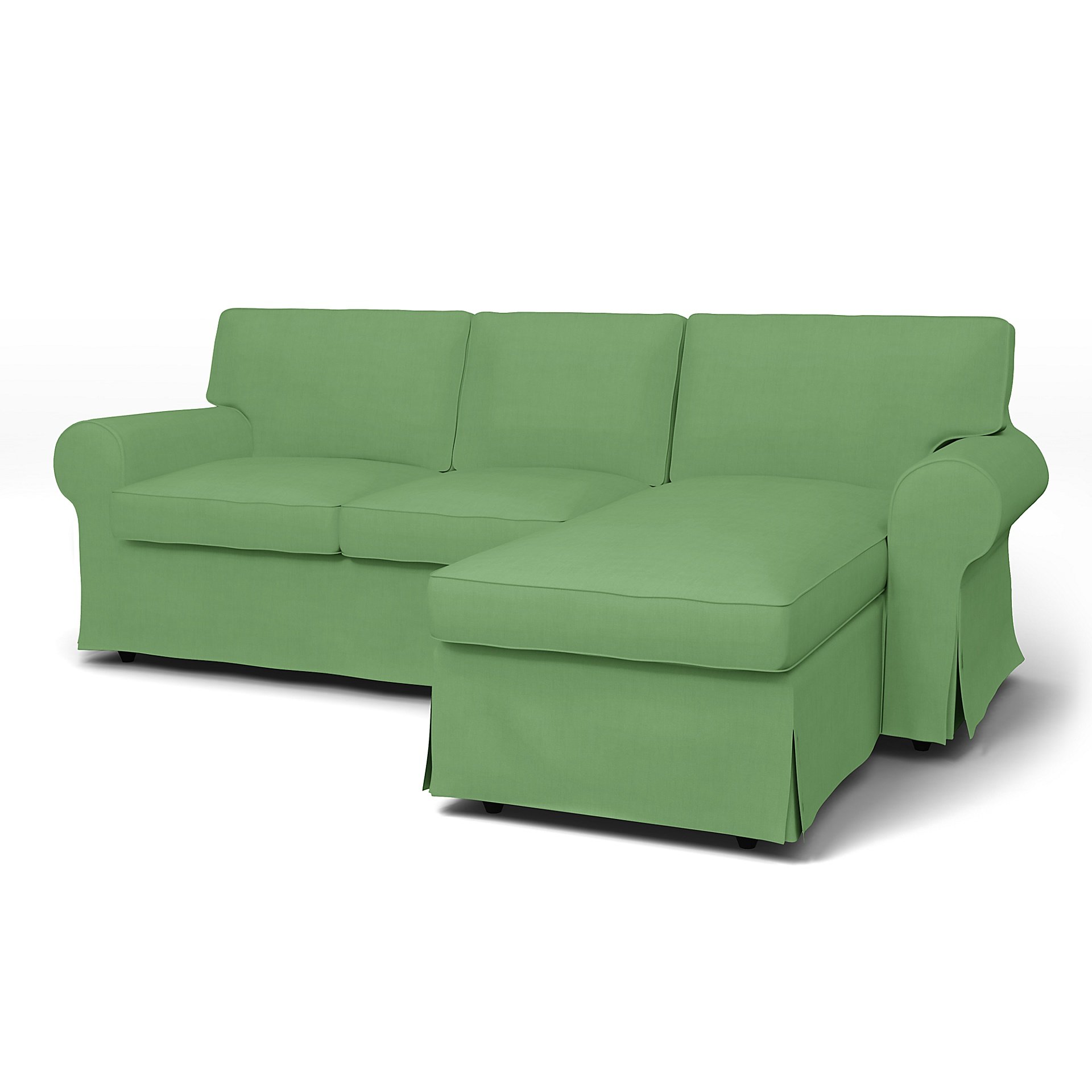 IKEA - Ektorp 3 Seater Sofa with Chaise Cover, Apple Green, Linen - Bemz