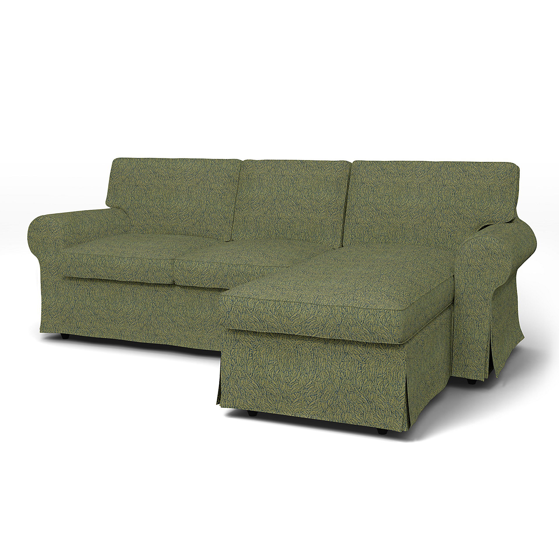 Bemz IKEA - Hoes voor 3-zitsbank Ektorp met chaise longue, Green, DE NATURES’ PALETTE COLLECTION VAN 