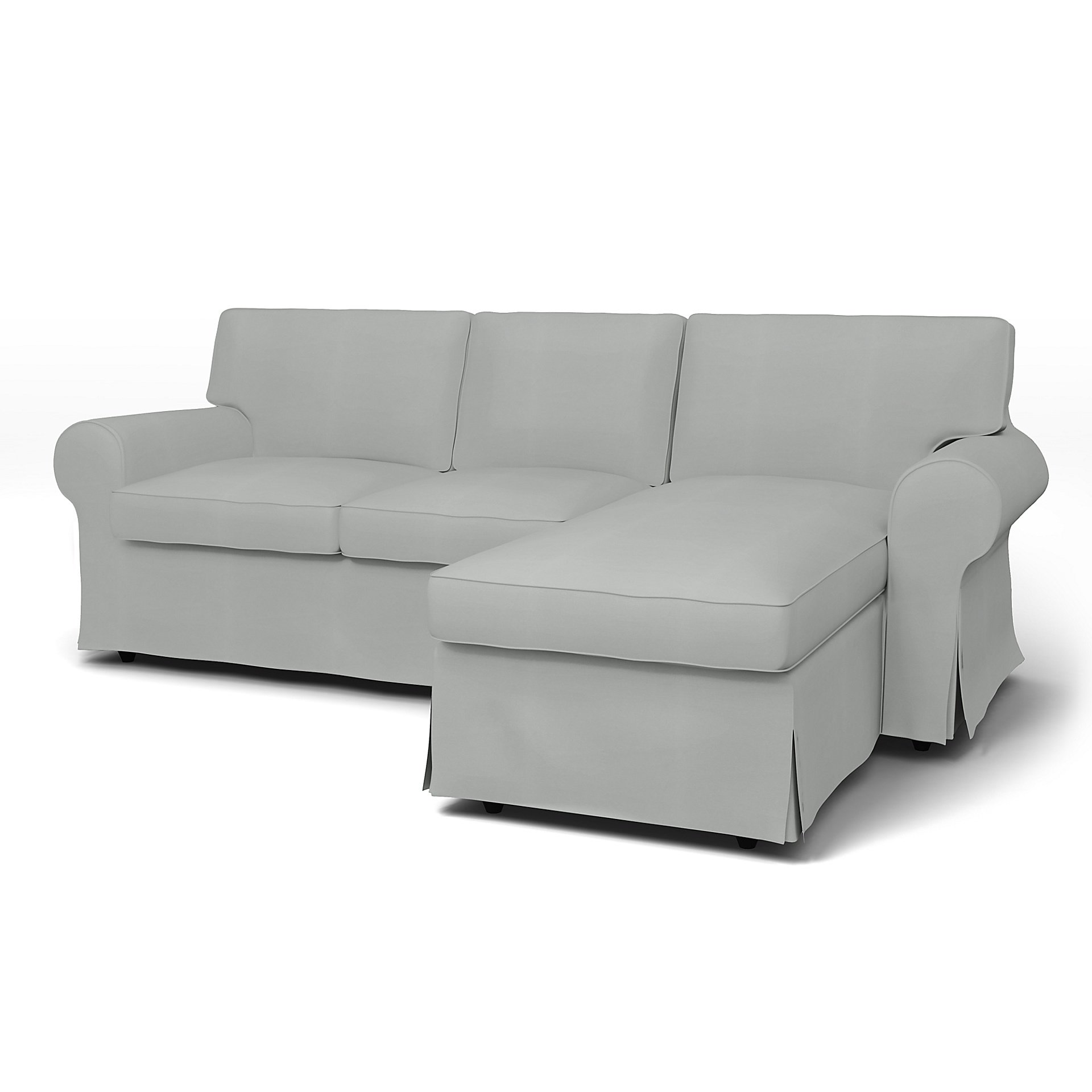 IKEA - Ektorp 3 Seater Sofa with Chaise Cover, Silver Grey, Cotton - Bemz