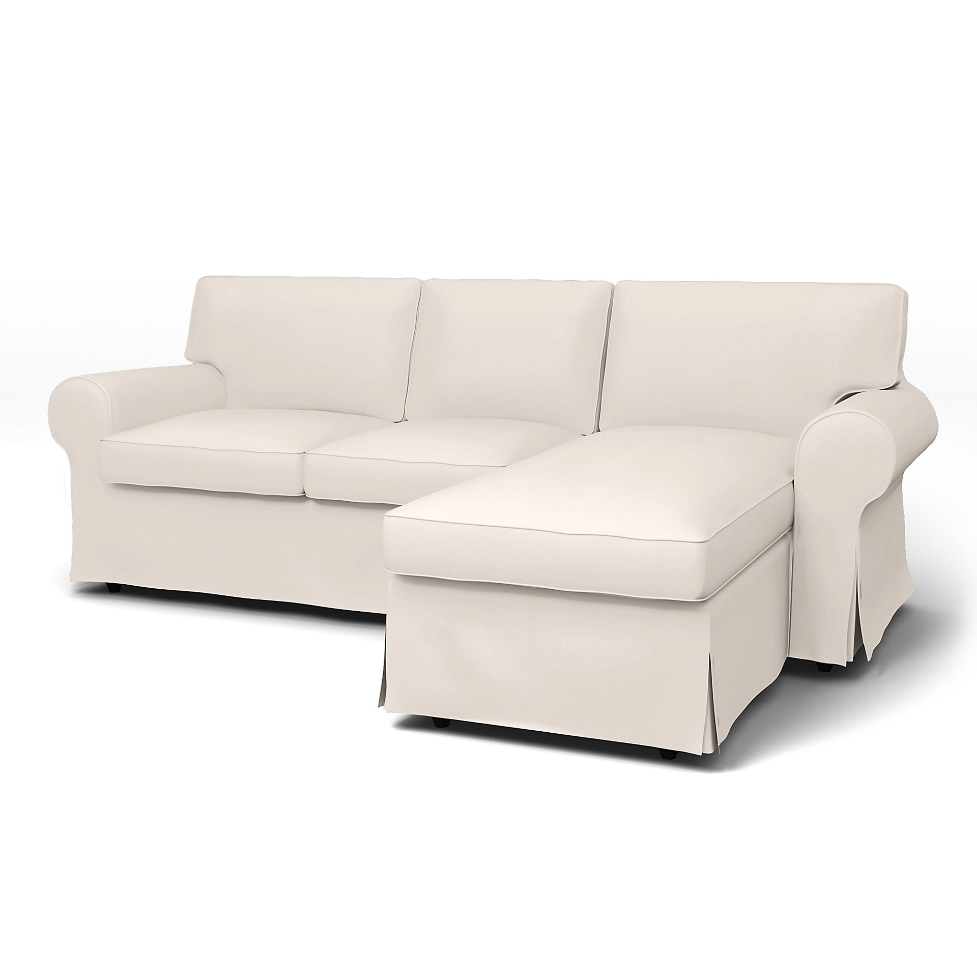 IKEA - Ektorp 3 Seater Sofa with Chaise Cover, Soft White, Cotton - Bemz