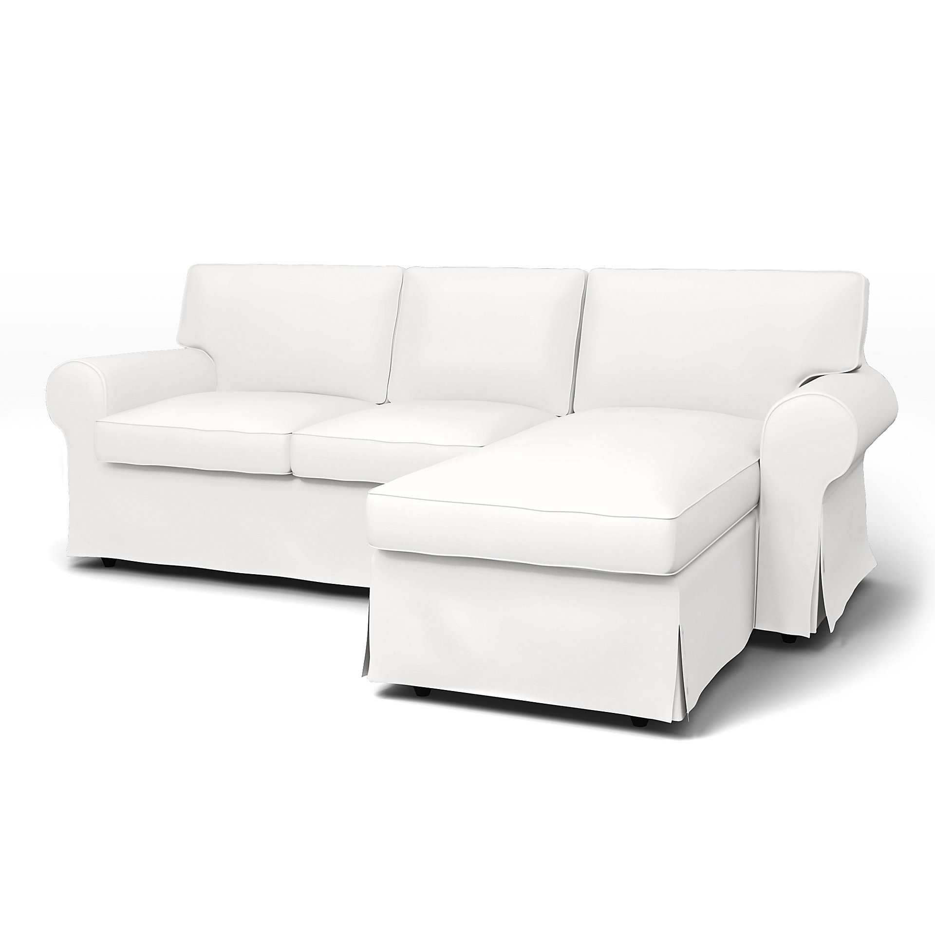 IKEA - Ektorp 3 Seater Sofa with Chaise Cover, Absolute White, Cotton - Bemz
