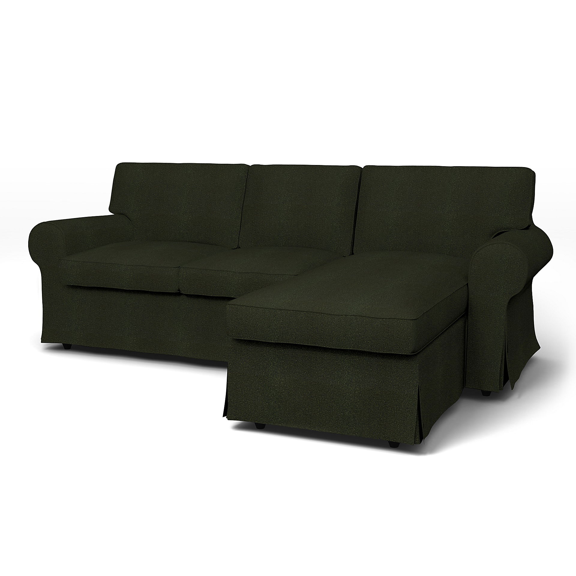 Bemz IKEA - Hoes voor 3-zitsbank Ektorp met chaise longue, Dark Moss Green, DE NATURES’ PALETTE COLLECTION VAN 