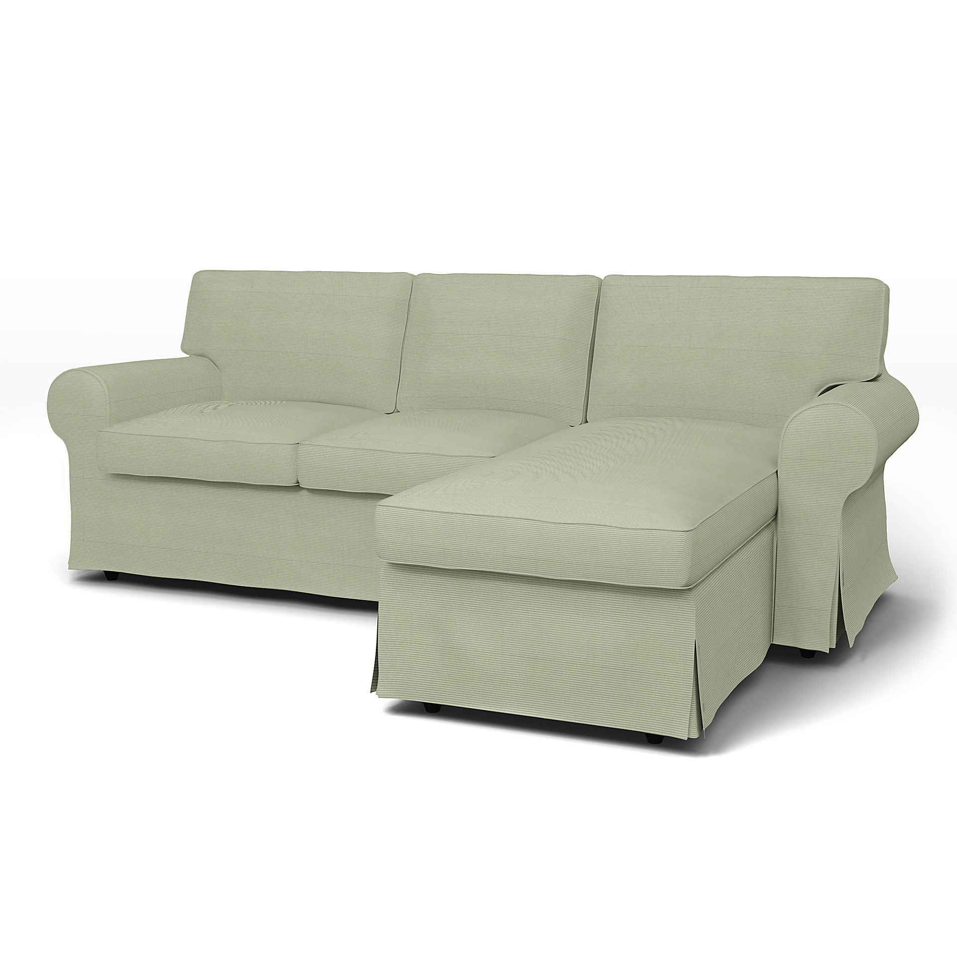 IKEA - Ektorp 3 Seater Sofa with Chaise Cover, Seagrass, Corduroy - Bemz