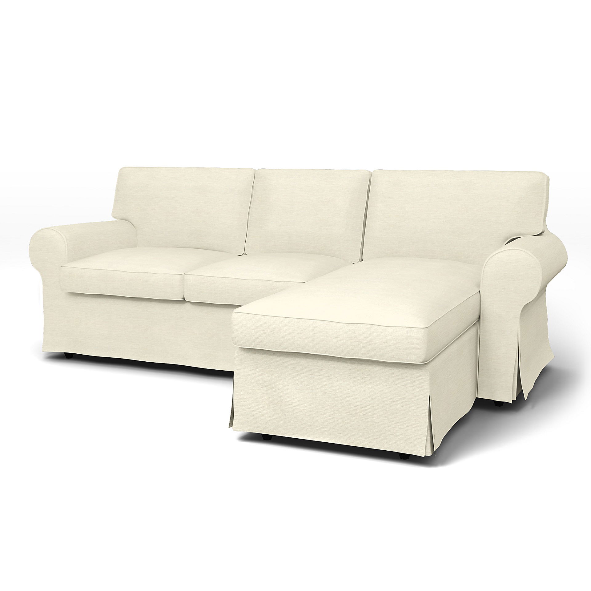 IKEA - Ektorp 3 Seater Sofa with Chaise Cover, Sand Beige, Cotton - Bemz