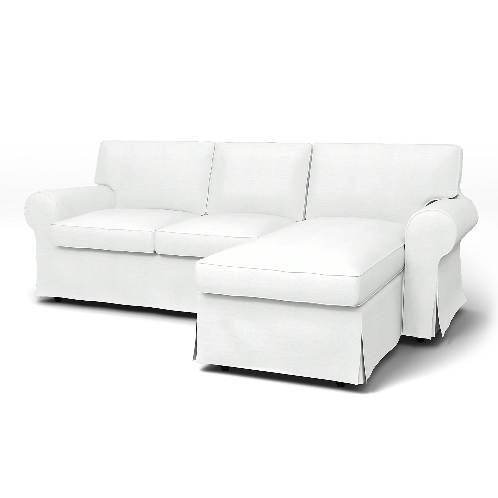 IKEA - Ektorp 3 Seater Sofa with Chaise Cover, White, Linen - Bemz