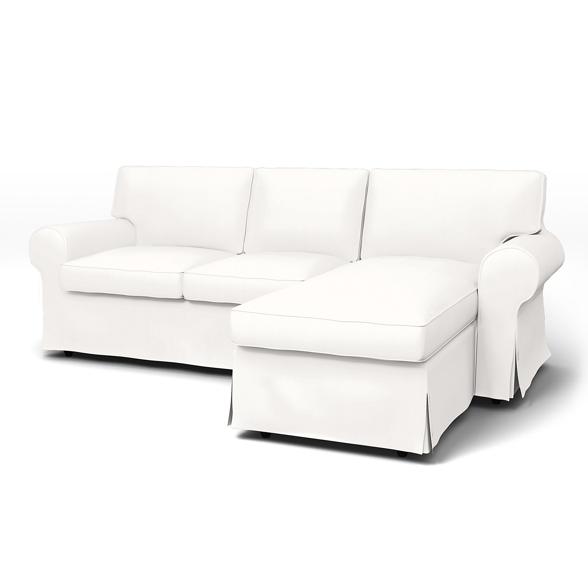 IKEA - Ektorp 3 Seater Sofa with Chaise Cover, Soft White, Linen - Bemz
