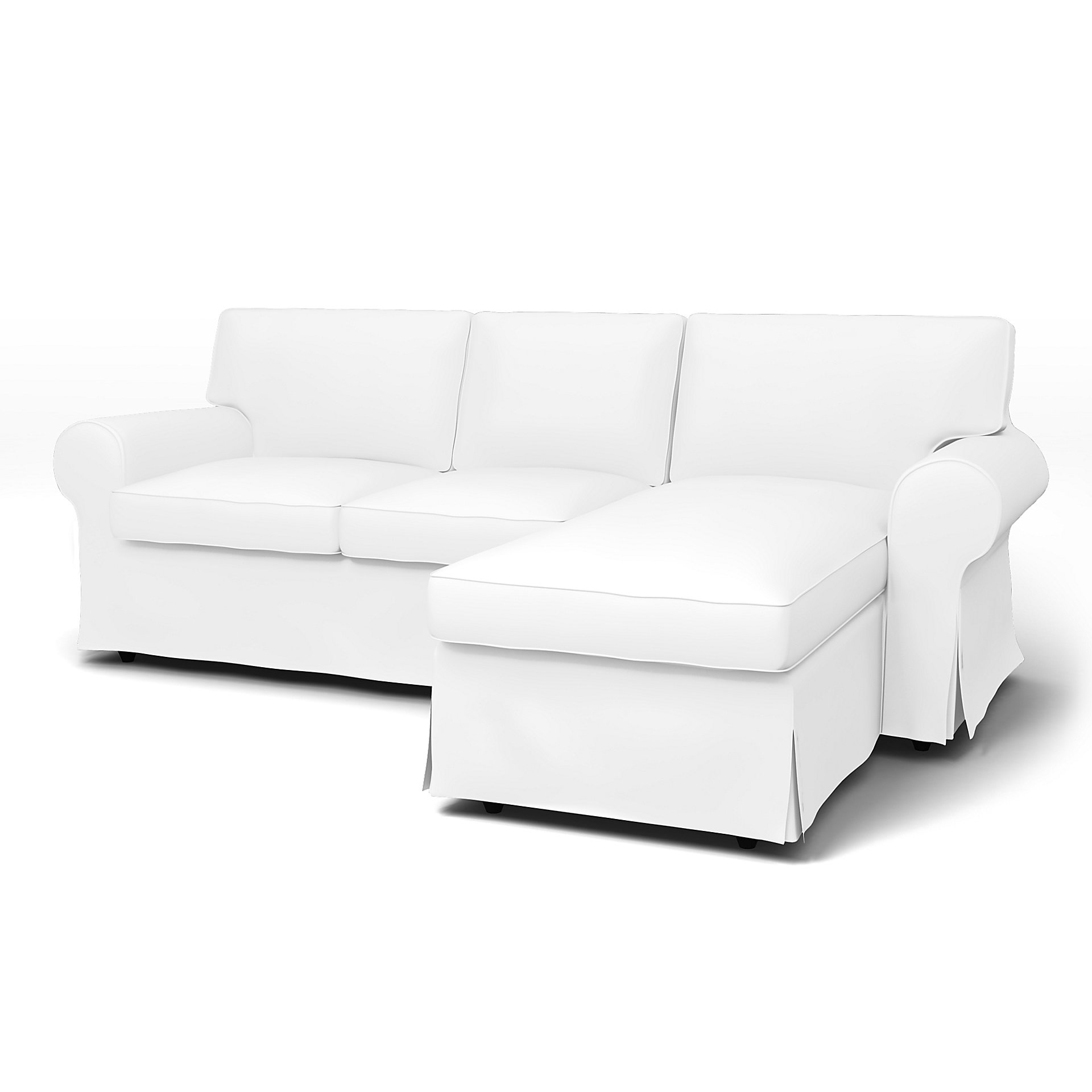 IKEA - Ektorp 3 Seater Sofa with Chaise Cover, Absolute White, Linen - Bemz