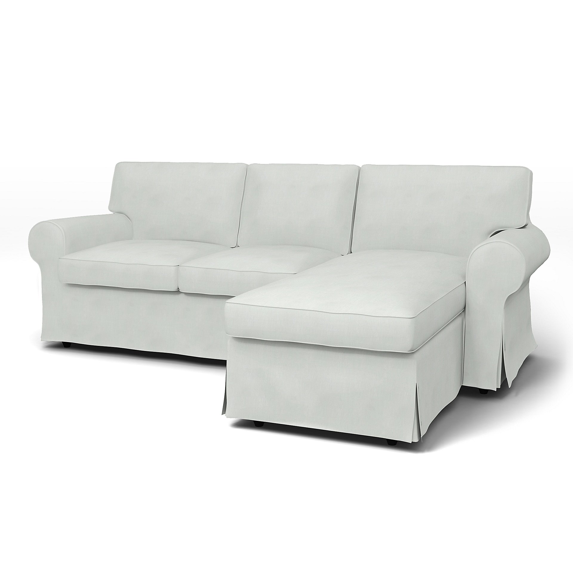 IKEA - Ektorp 3 Seater Sofa with Chaise Cover, Silver Grey, Linen - Bemz