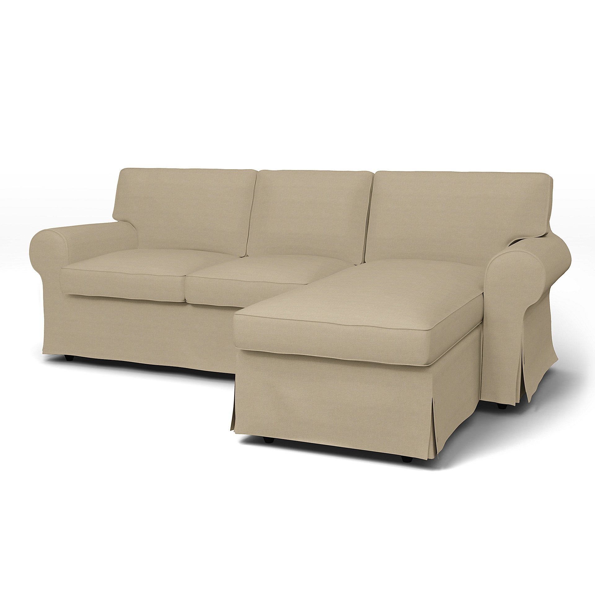 IKEA - Ektorp 3 Seater Sofa with Chaise Cover, Tan, Linen - Bemz