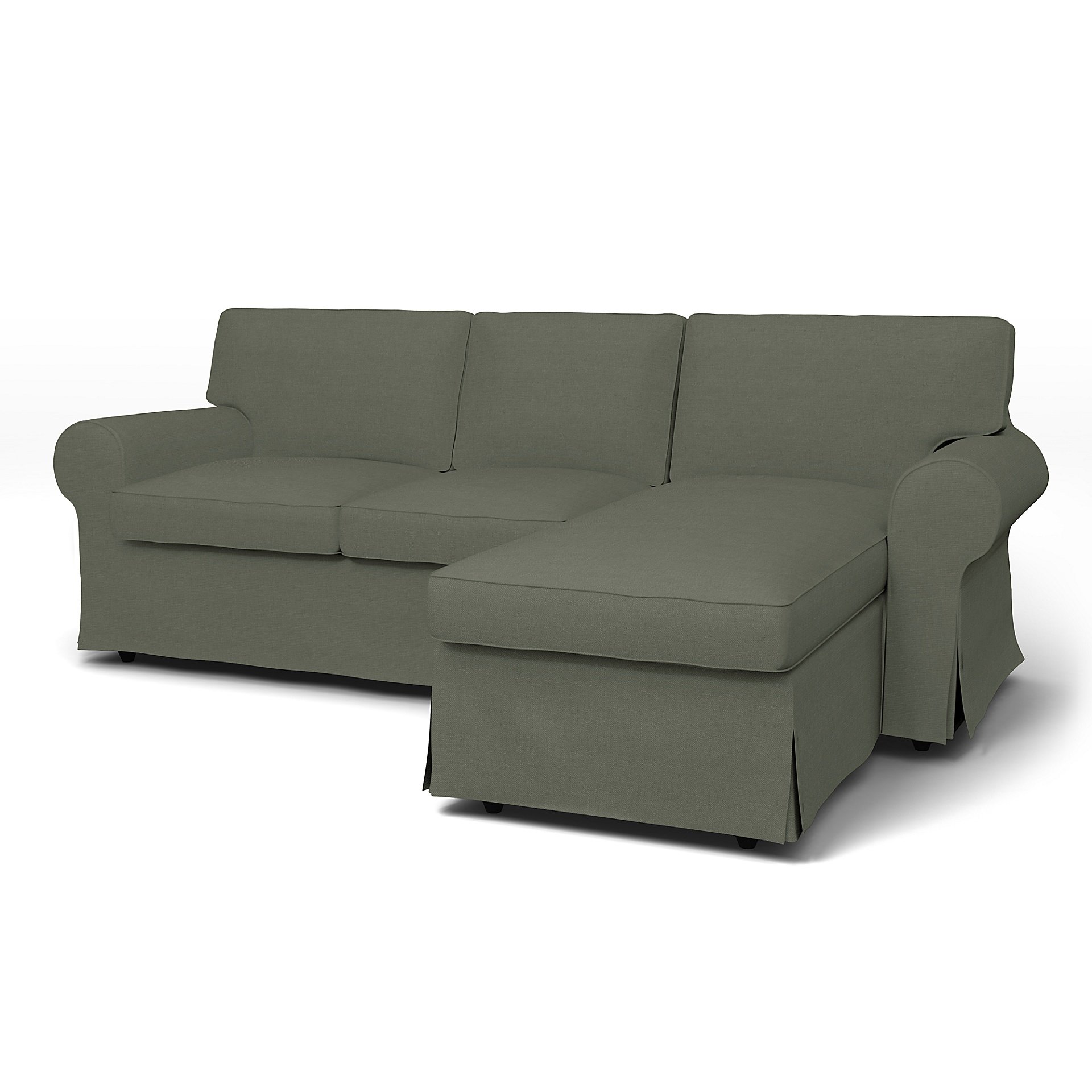IKEA - Ektorp 3 Seater Sofa with Chaise Cover, Rosemary, Linen - Bemz