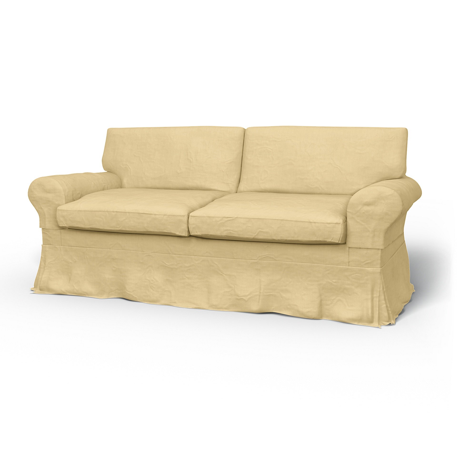 IKEA - Ektorp 2 Seater Sofa Bed Cover, Straw Yellow, Linen - Bemz