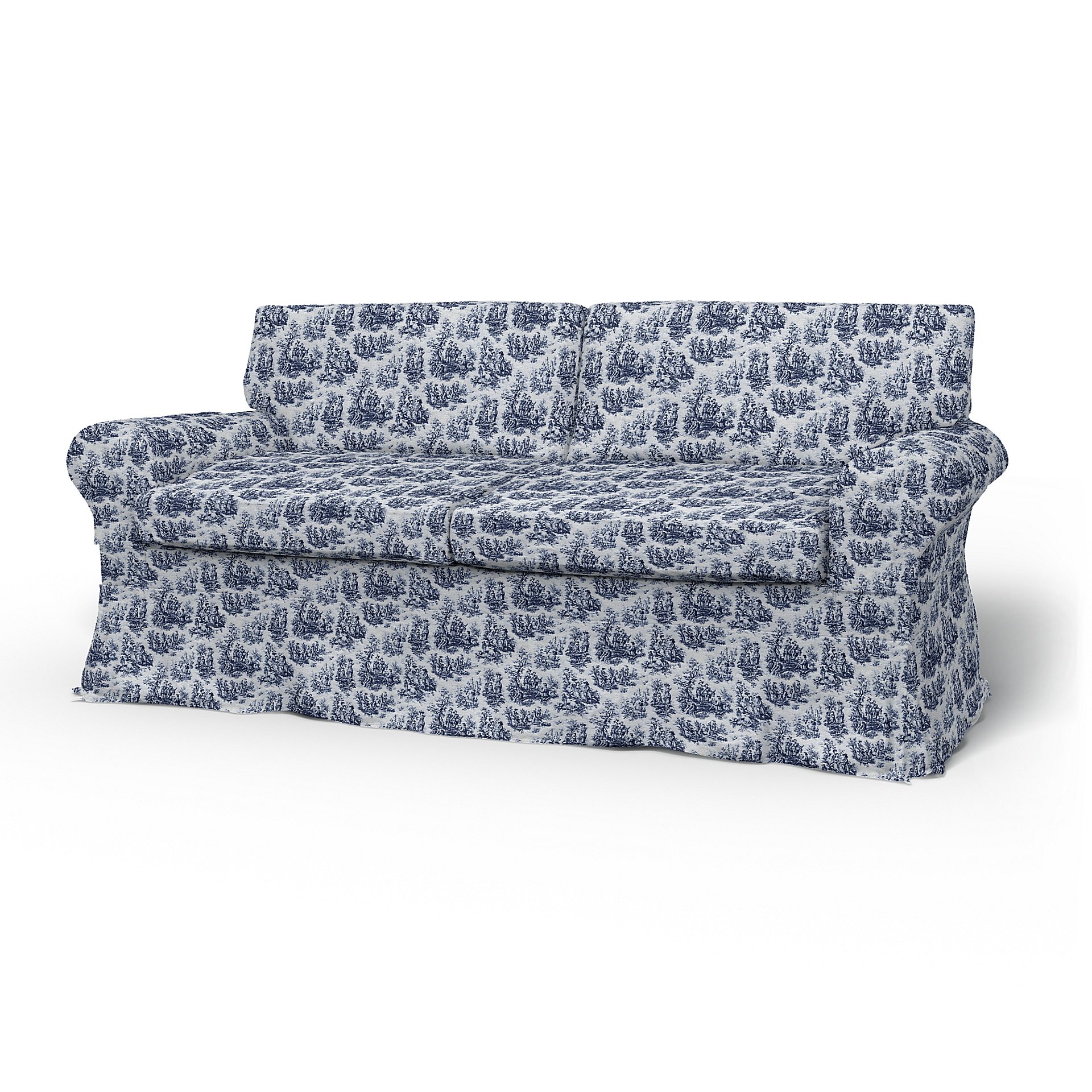 IKEA - Ektorp 2 Seater Sofa Bed Cover, Dark Blue, Boucle & Texture - Bemz