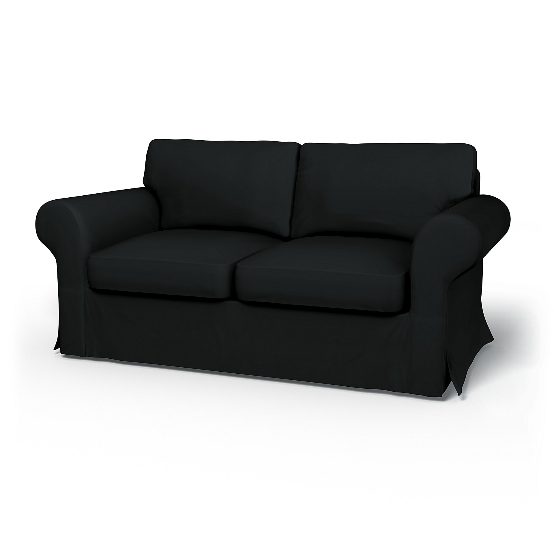 IKEA - Ektorp 2 Seater Sofa Bed Cover, Jet Black, Cotton - Bemz