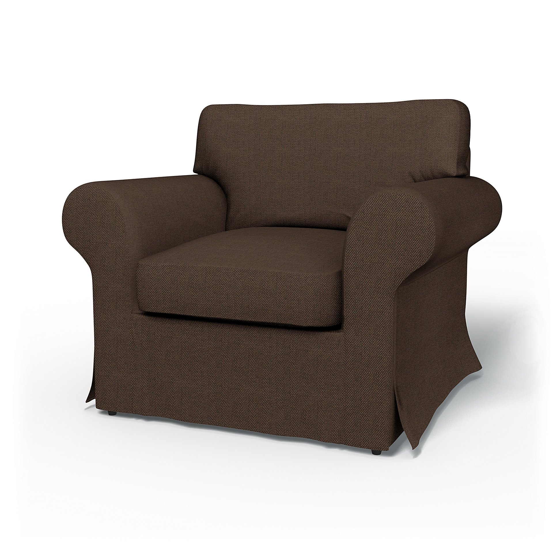 IKEA - Ektorp Armchair Cover, Chocolate, Boucle & Texture - Bemz
