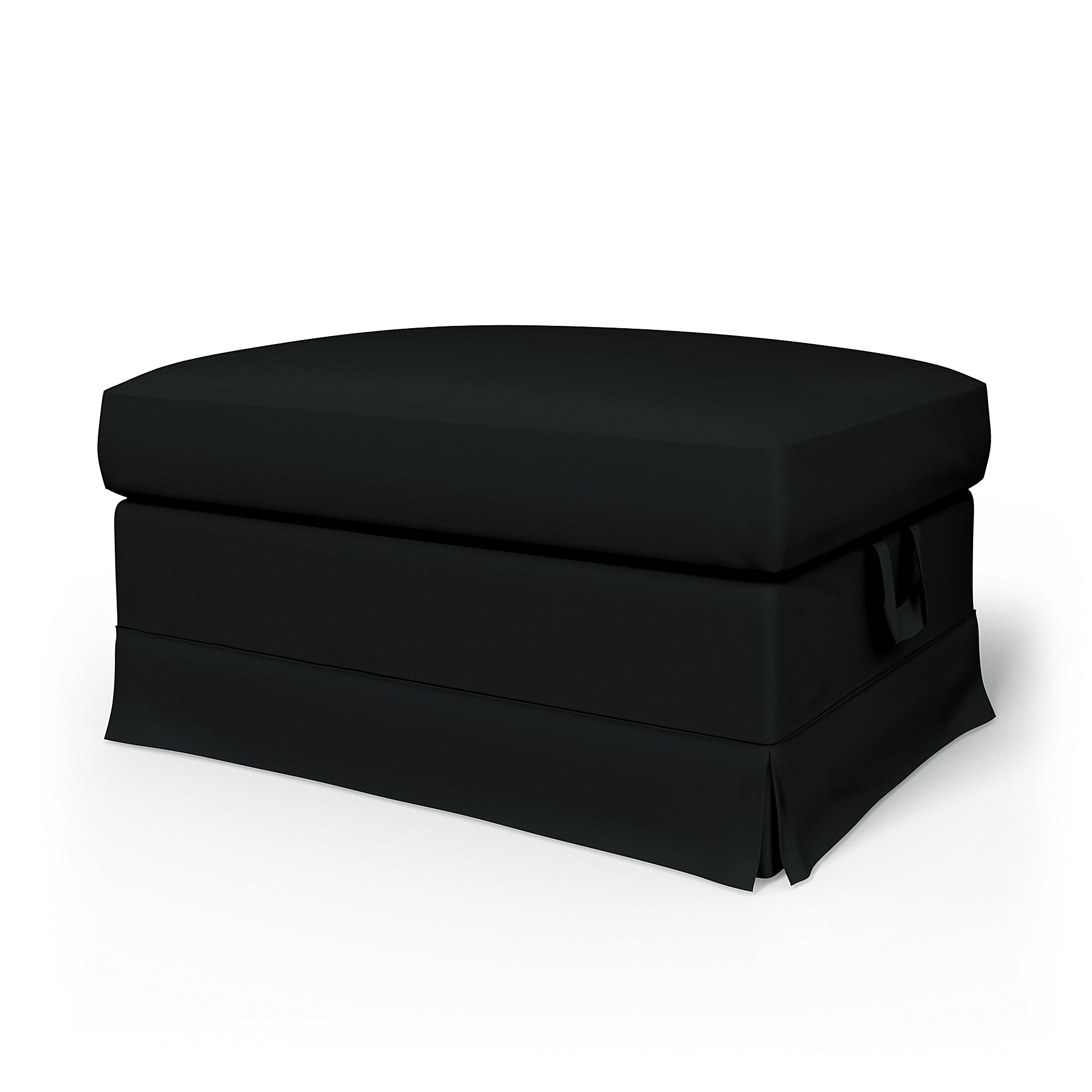 IKEA - Ektorp Footstool Cover, Jet Black, Cotton - Bemz