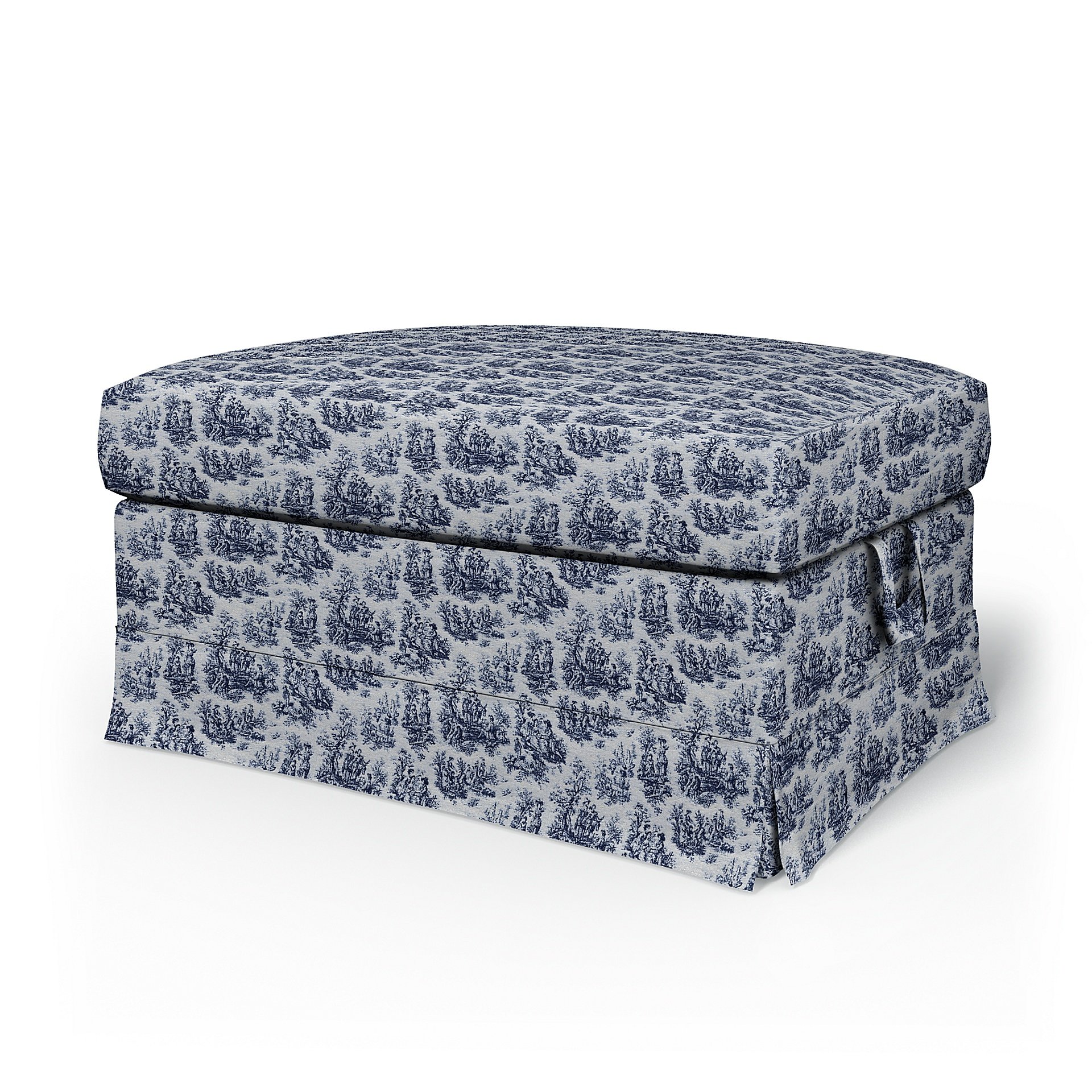 IKEA - Ektorp Footstool Cover, Dark Blue, Boucle & Texture - Bemz