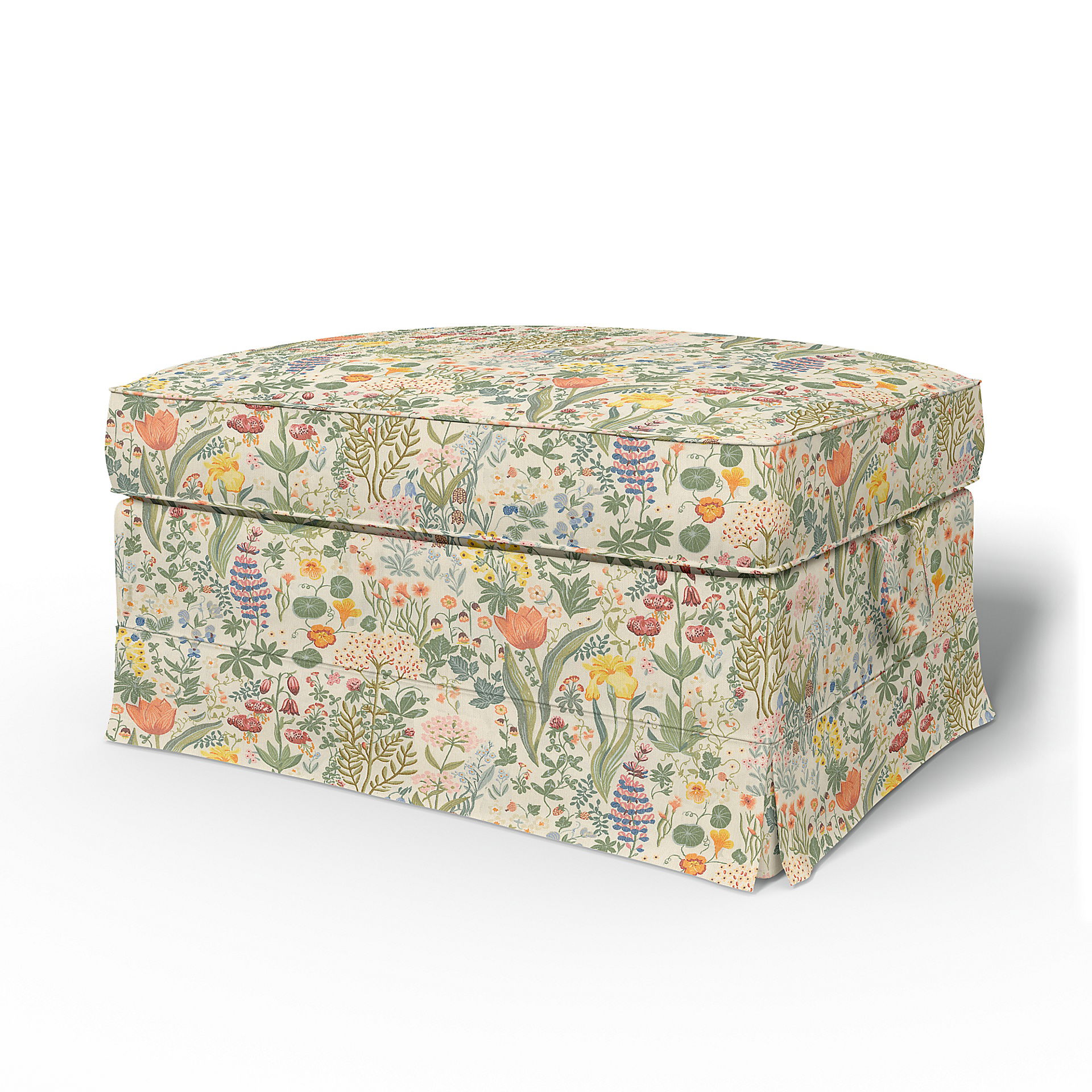IKEA - Ektorp Footstool Cover, Blomsterhav Light, BEMZ x BORÅSTAPETER COLLECTION - Bemz