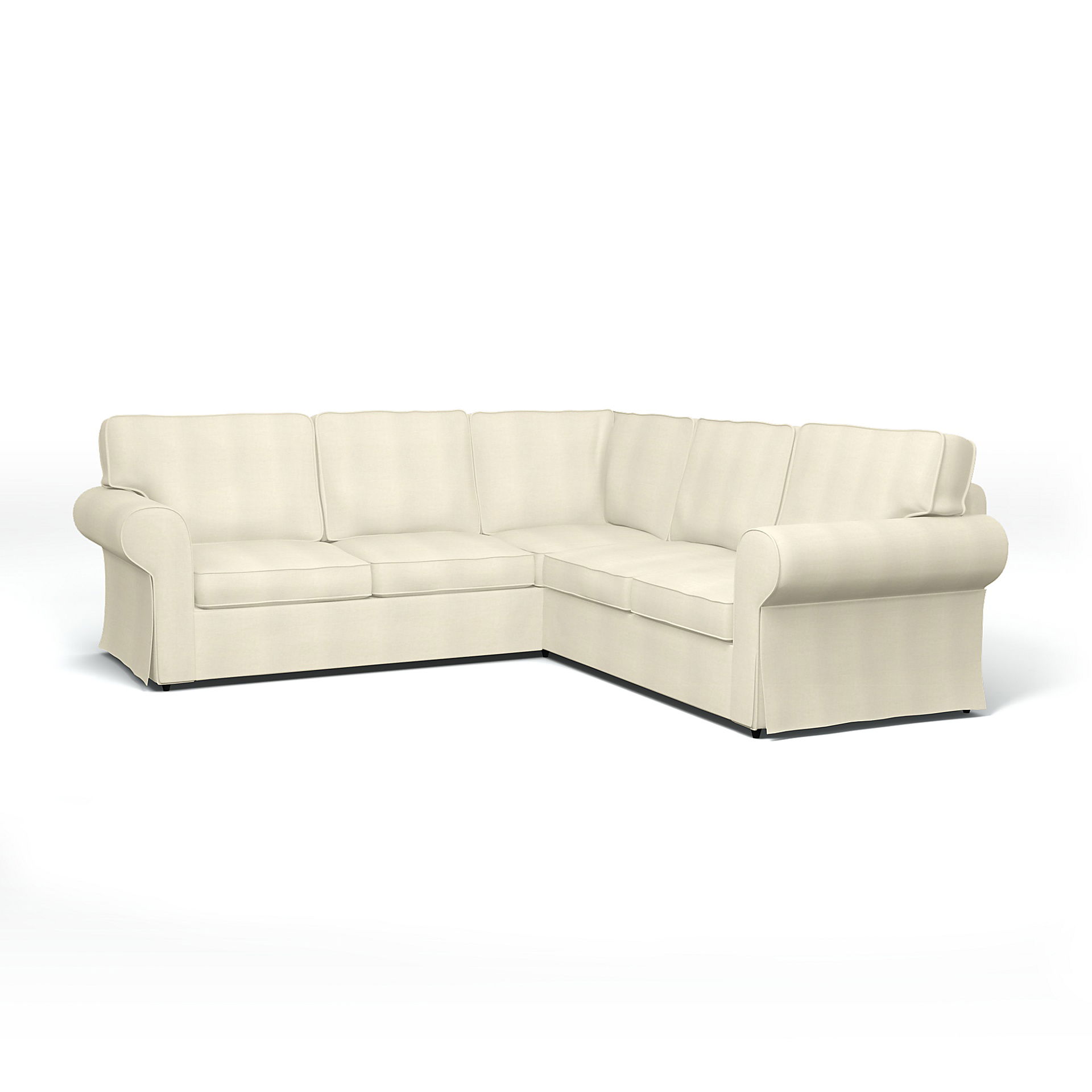 IKEA - Ektorp 4 Seater Corner Sofa Cover, White, Linen - Bemz