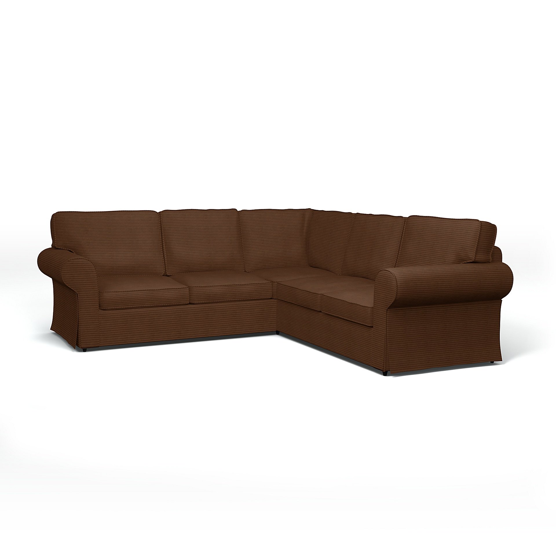 IKEA - Ektorp 4 Seater Corner Sofa Cover, Chocolate Brown, Corduroy - Bemz