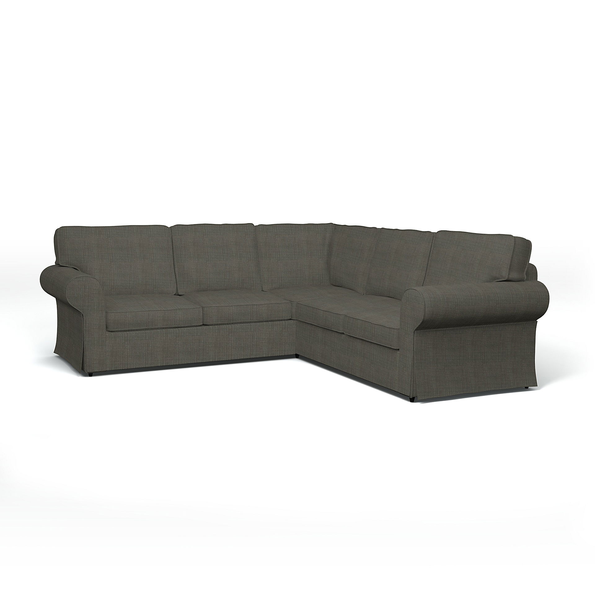IKEA - Ektorp 4 Seater Corner Sofa Cover, Mole Brown, Bouclé & Texture - Bemz