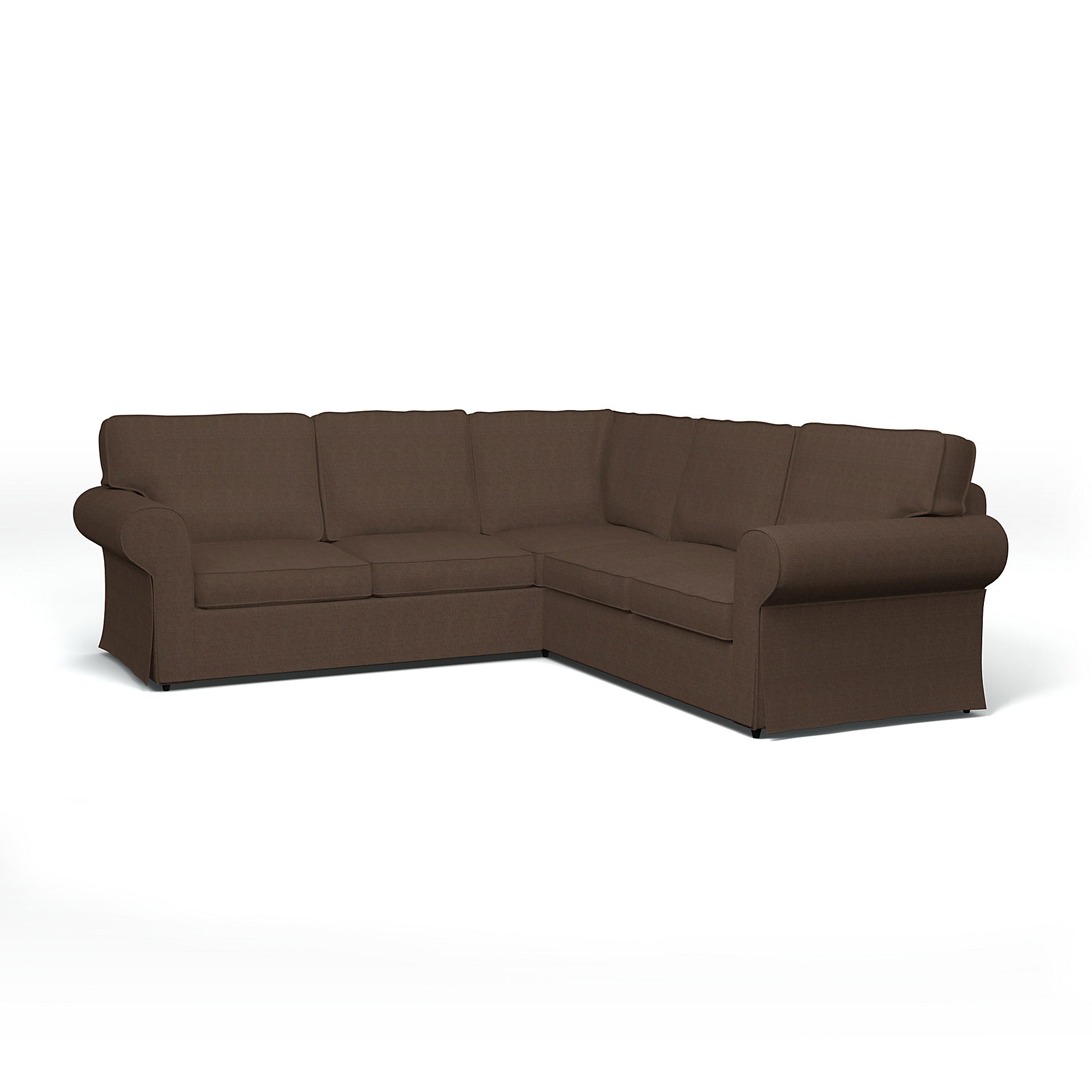 IKEA - Ektorp 4 Seater Corner Sofa Cover, Chocolate, Bouclé & Texture - Bemz