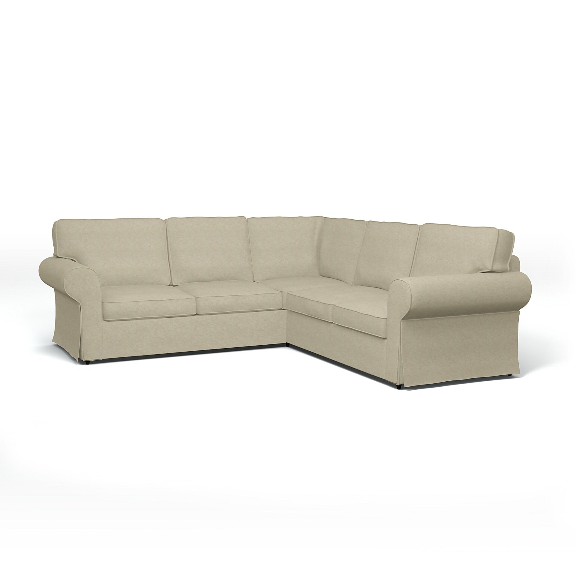 IKEA - Ektorp 4 Seater Corner Sofa Cover, Soft White, Boucle & Texture - Bemz