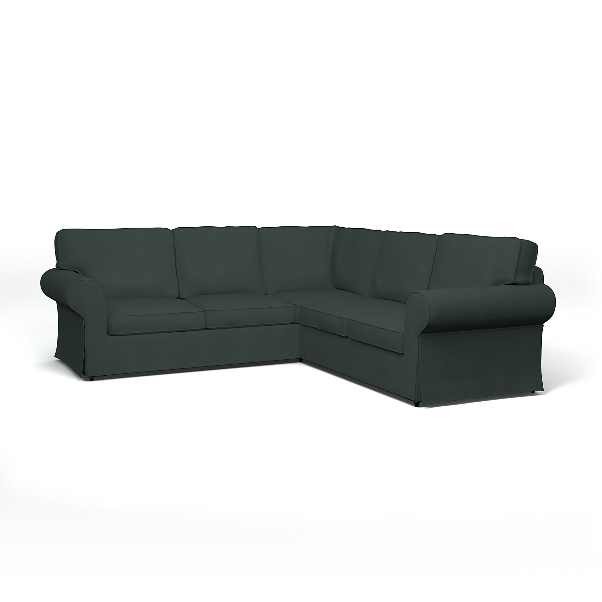 IKEA - Ektorp 4 Seater Corner Sofa Cover, Graphite Grey, Cotton - Bemz