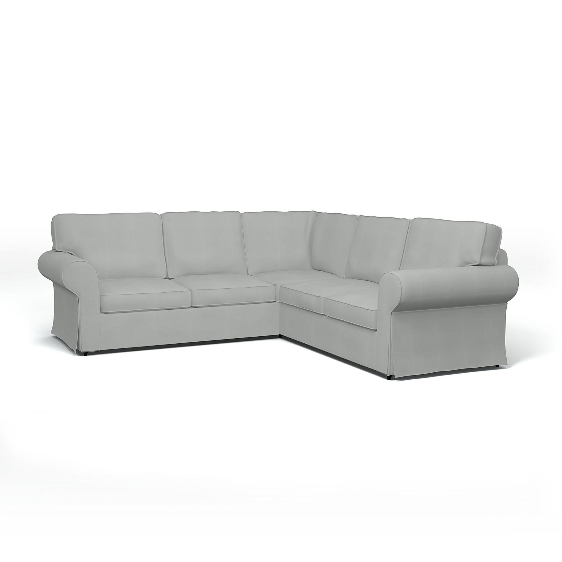 IKEA - Ektorp 4 Seater Corner Sofa Cover, Silver Grey, Cotton - Bemz