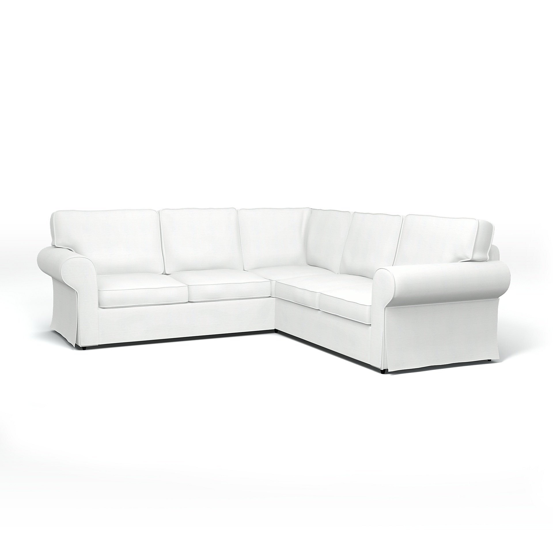 IKEA - Ektorp 4 Seater Corner Sofa Cover, White, Linen - Bemz