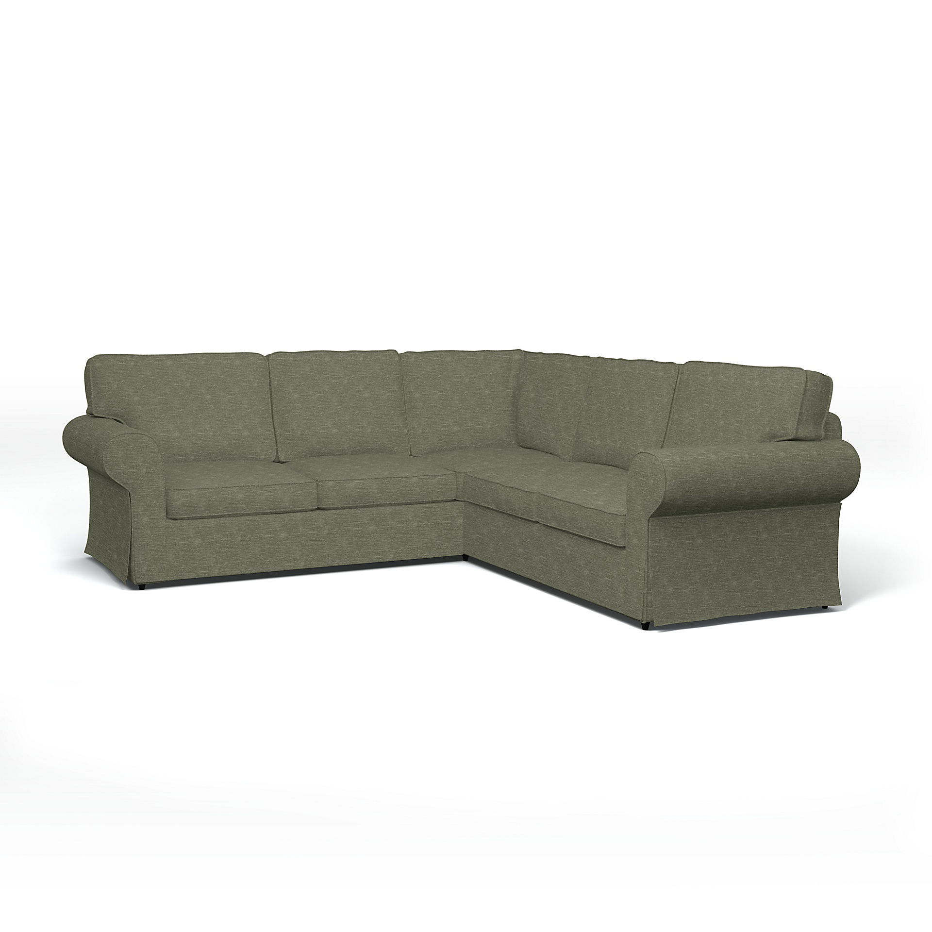 IKEA - Ektorp 4 Seater Corner Sofa Cover, Green Grey, Velvet - Bemz