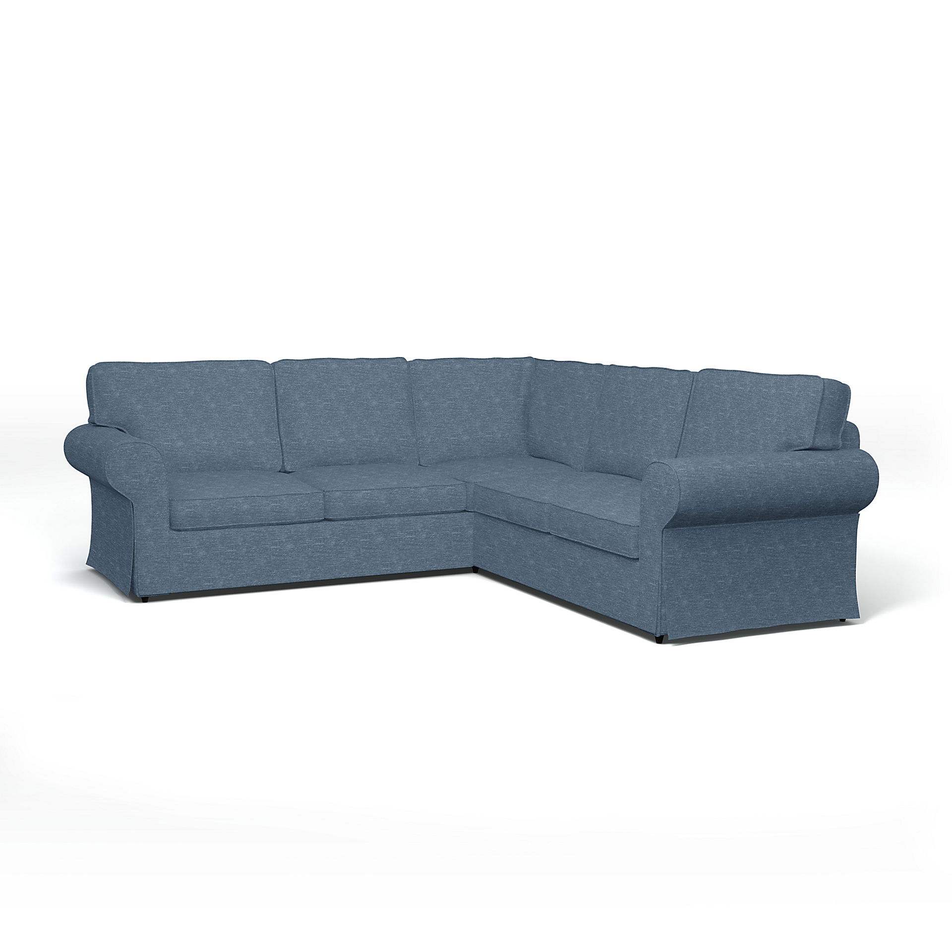 IKEA - Ektorp 4 Seater Corner Sofa Cover, Mineral Blue, Velvet - Bemz