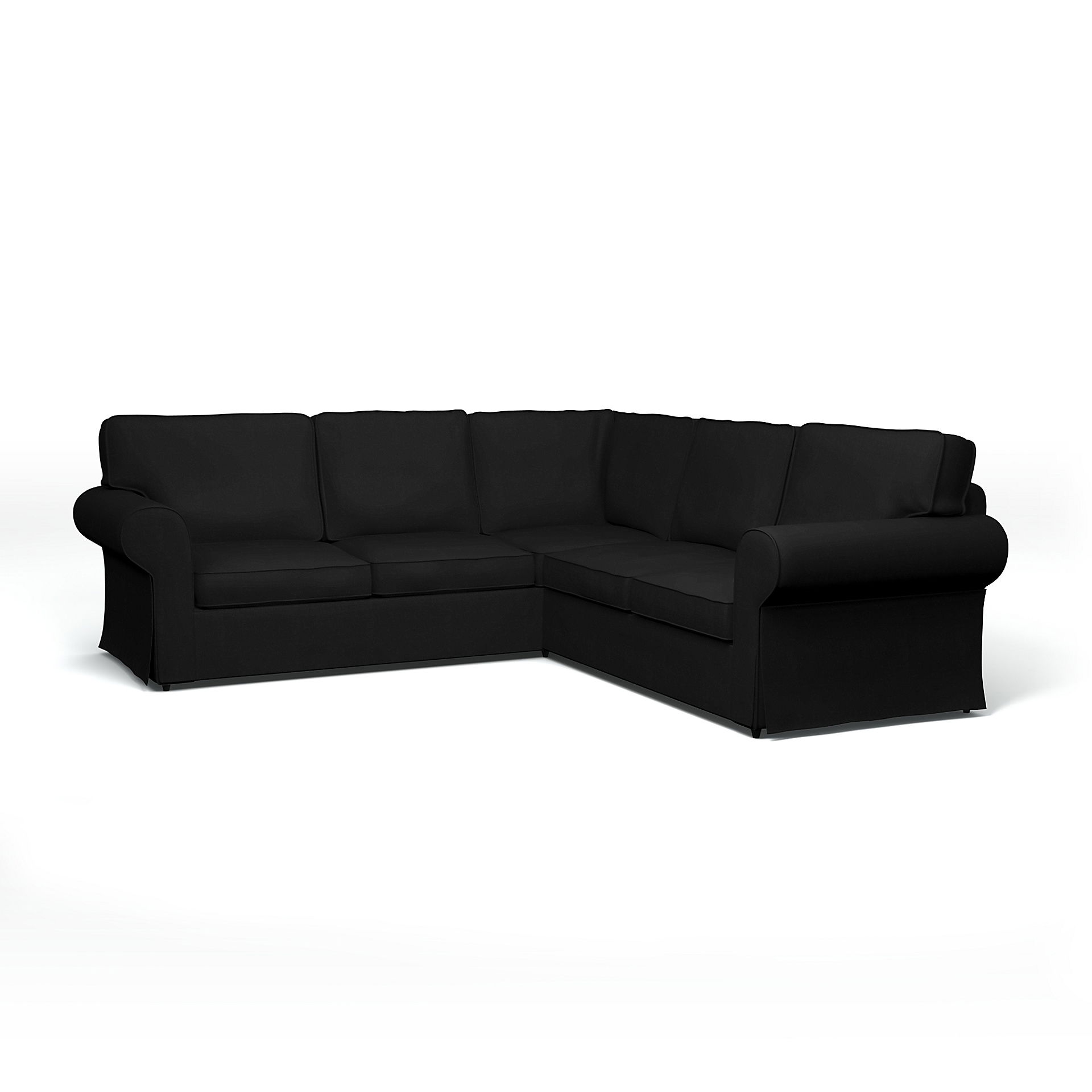 IKEA - Ektorp 4 Seater Corner Sofa Cover, Black, Velvet - Bemz