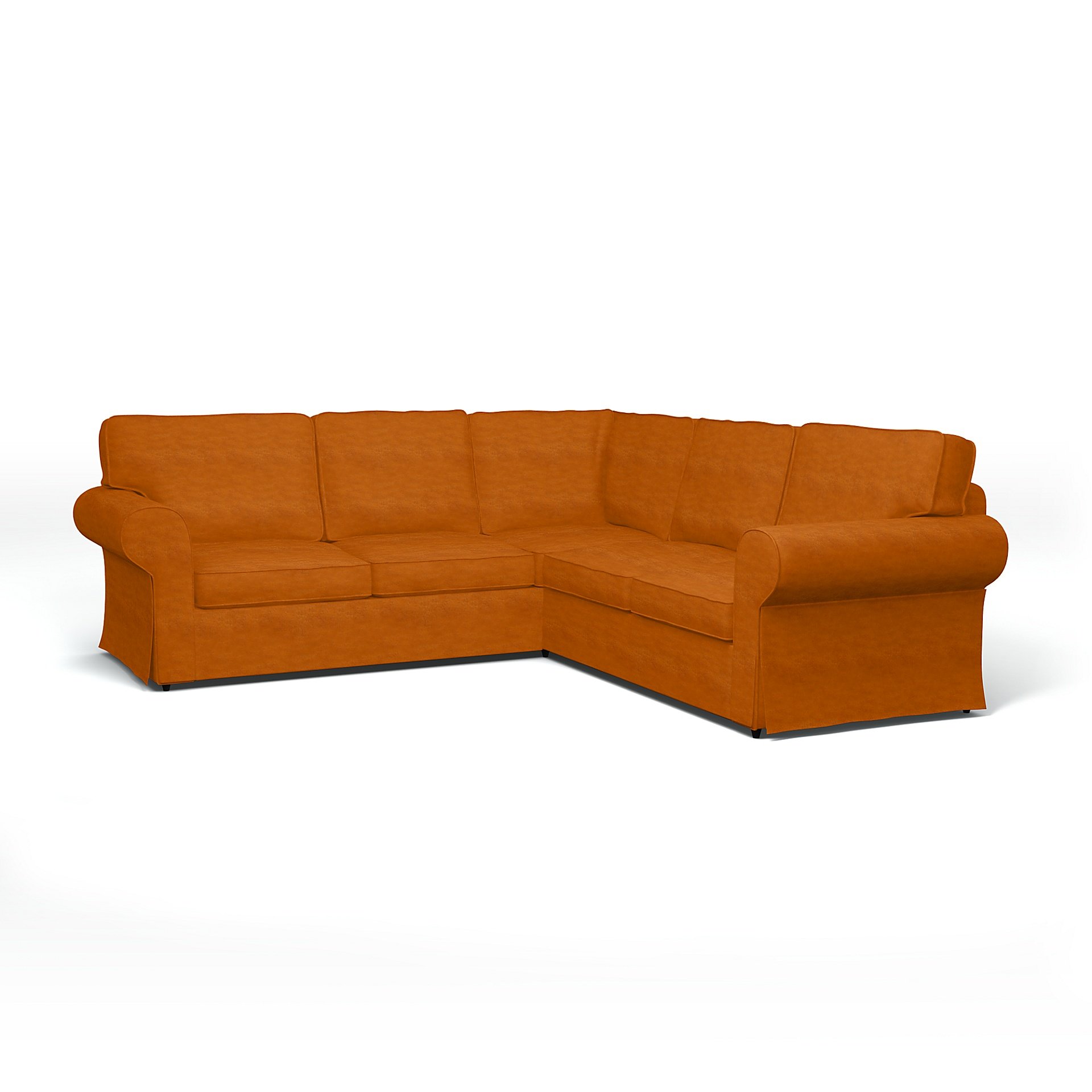 IKEA - Ektorp 4 Seater Corner Sofa Cover, Cognac, Velvet - Bemz