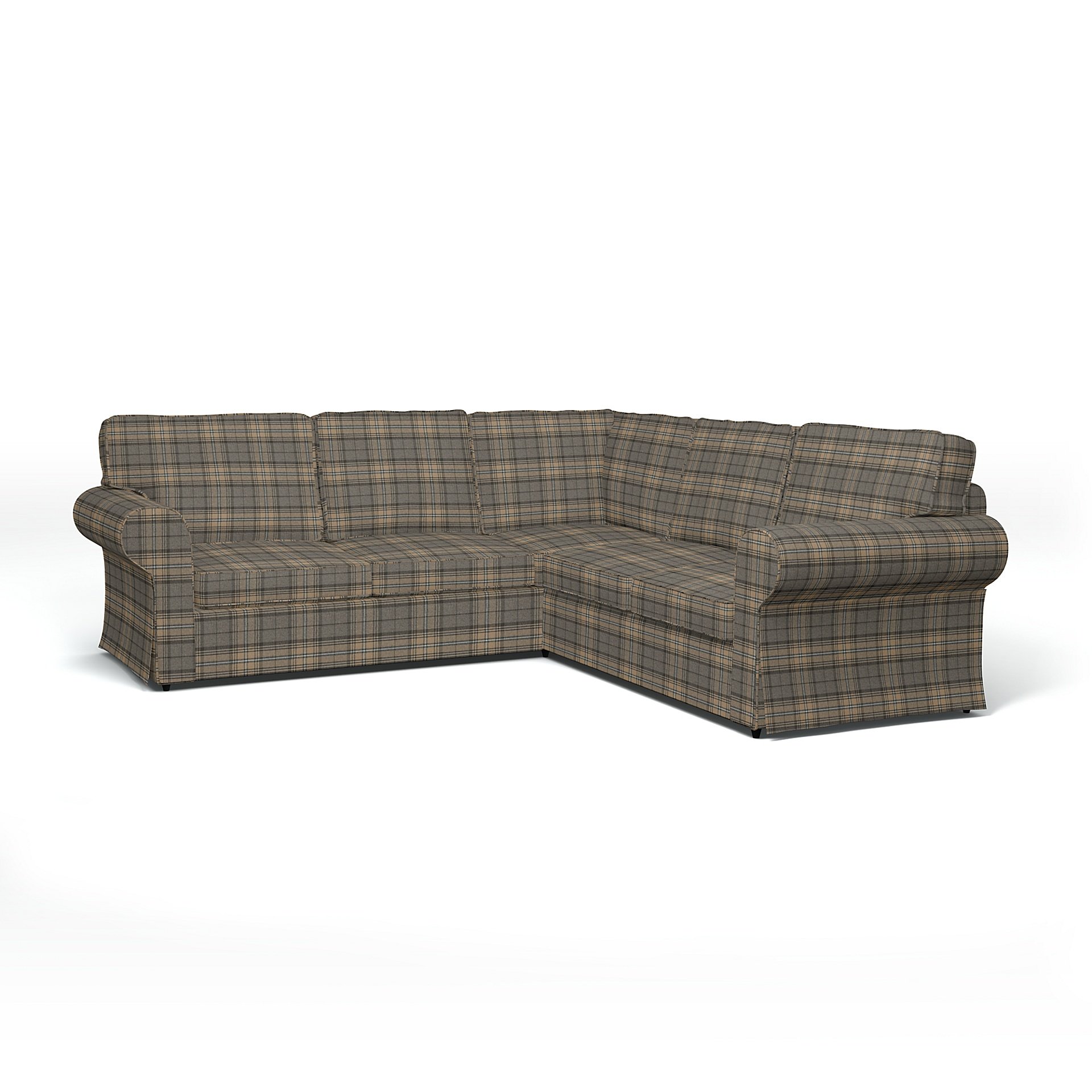 IKEA - Ektorp 4 Seater Corner Sofa Cover, Bark Brown, Wool - Bemz